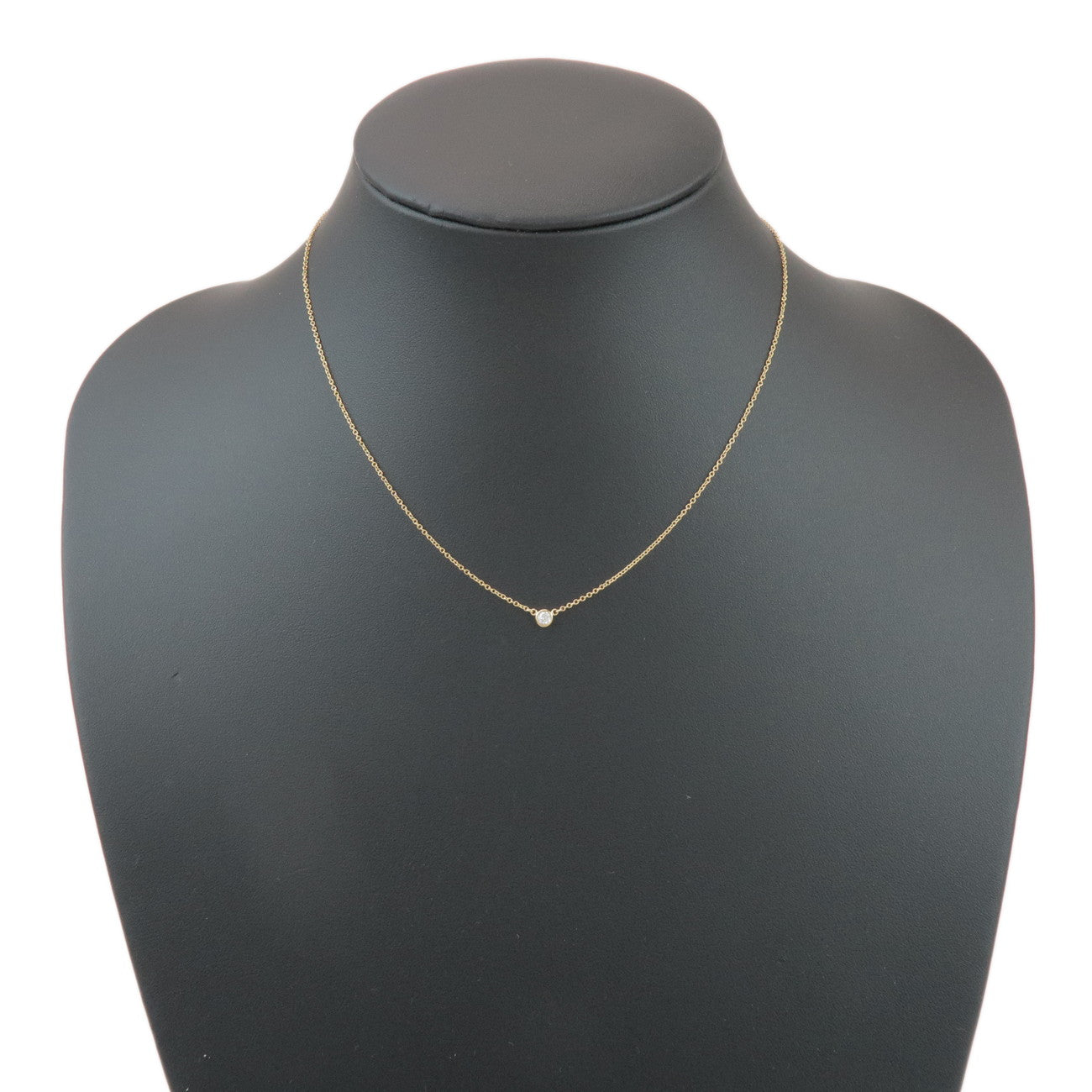 Tiffany & Co By The Yard 1P Diamond Necklace K18 750YG Yellow Gold