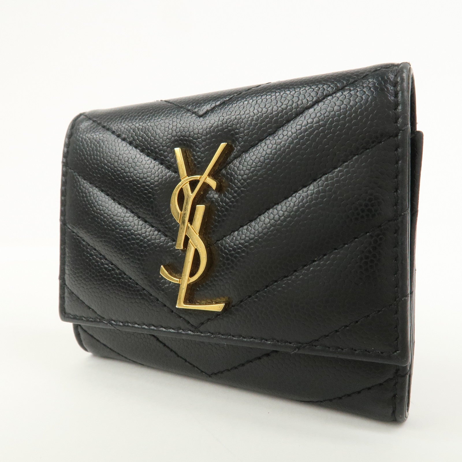 SAINT LAURENT PARIS Leather Key Case Key Holder Black 580656