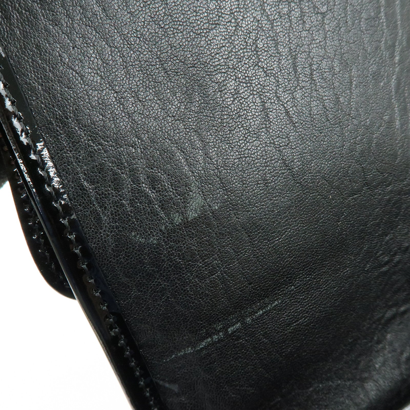 FENDI Patent Leather Chain Shoulder Bag Hand Bag Black 8BN165
