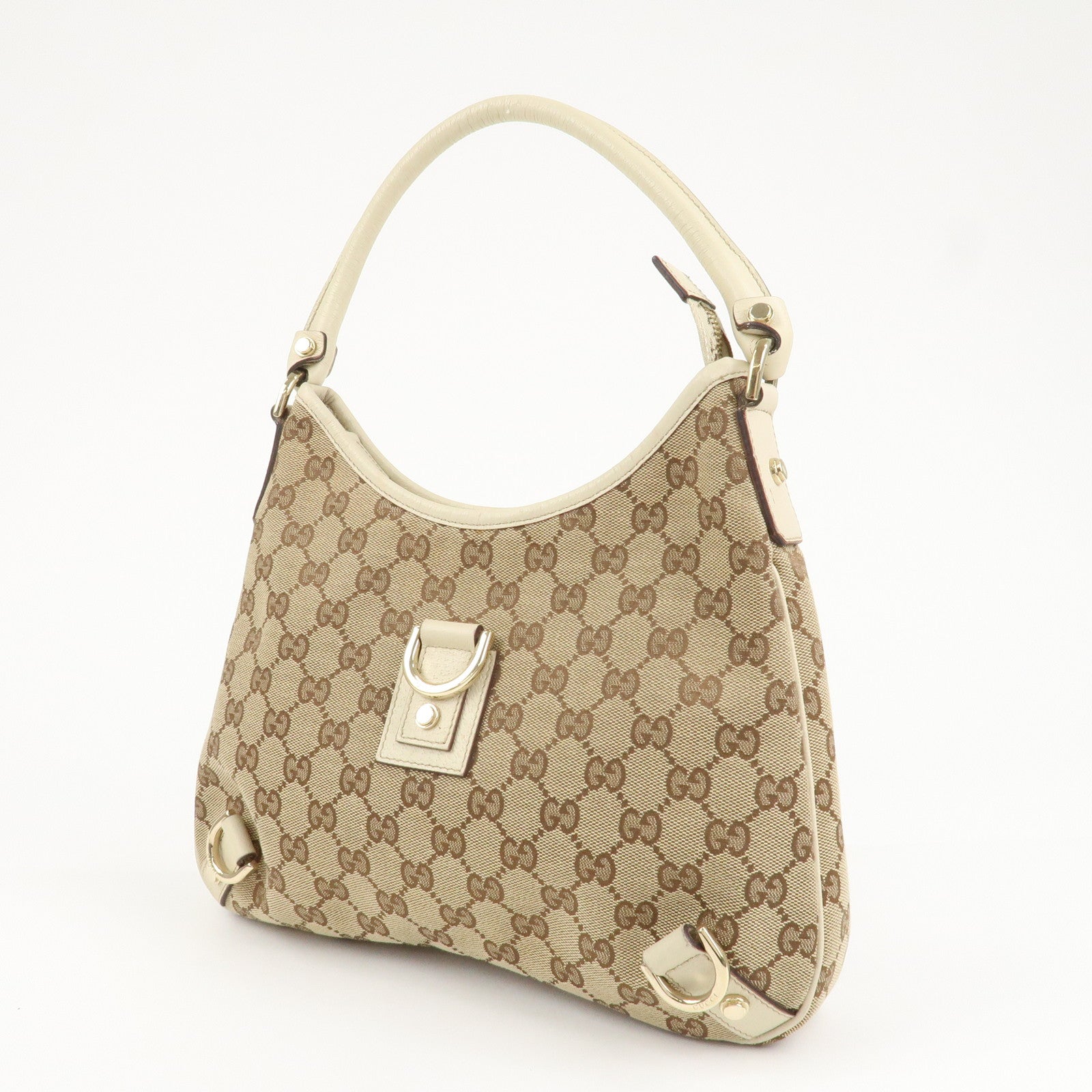 GUCCI Abbey GG Canvas Leather Shoulder Bag Beige Ivory 130738 Used