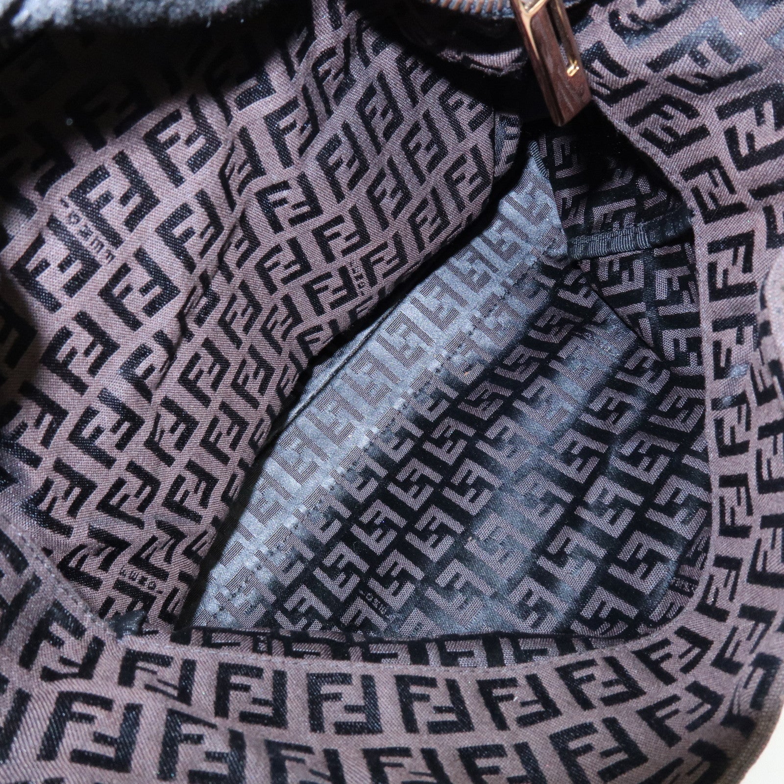 FENDI Zucchino Canvas Leather Tote Bag Hand Bag Brown 8BH018