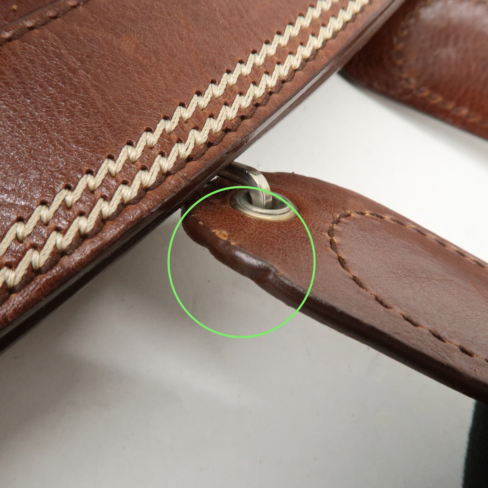 Christian Dior Leather Flower Embroidery Tote Shoulder Bag Brown