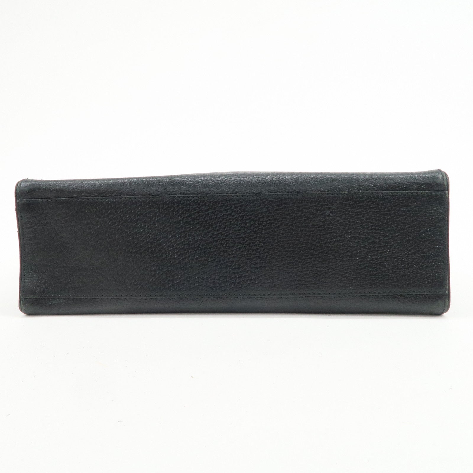 PRADA Triangle Logo Leather Tote Bag Shoulder Bag Black BR0394