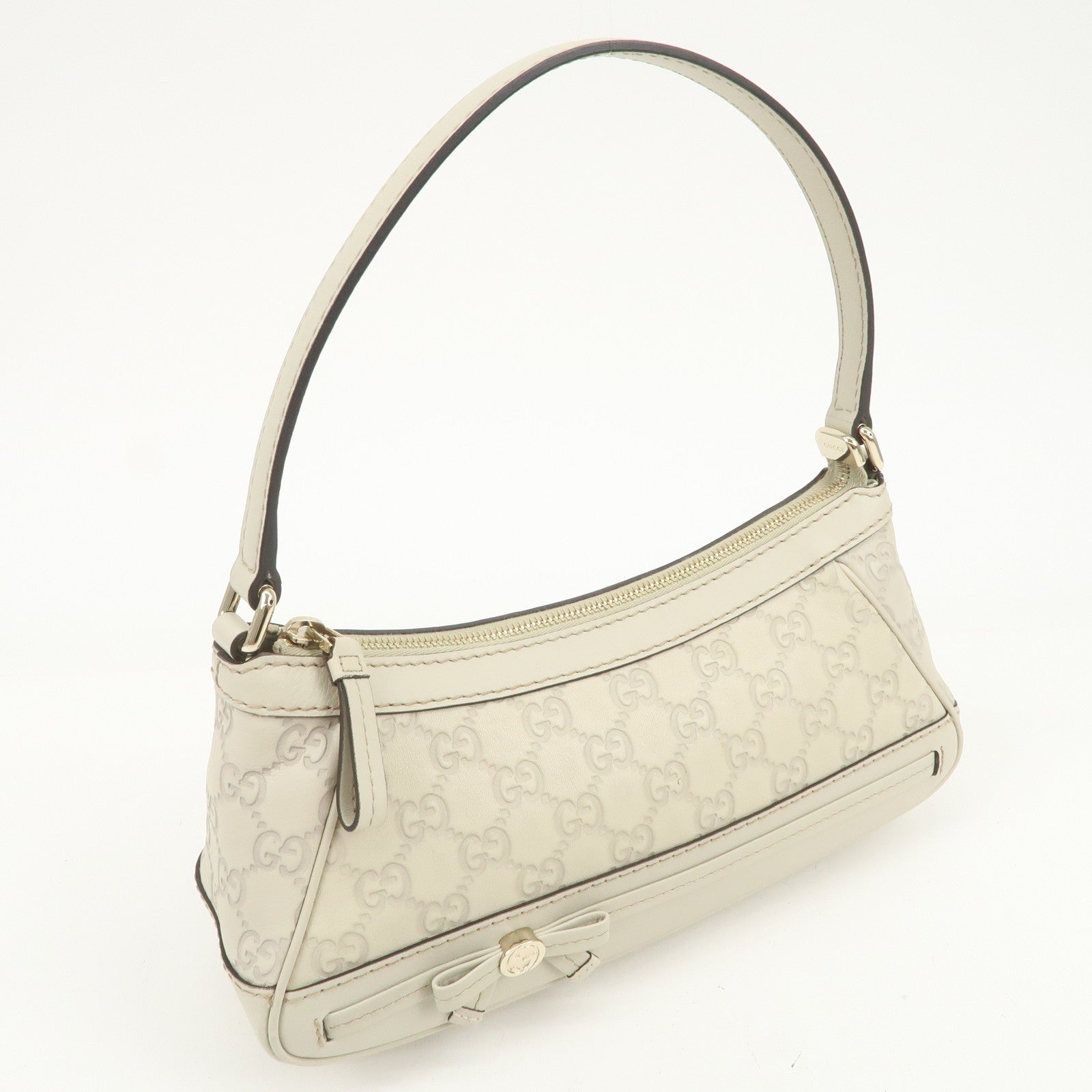 GUCCI Guccissima Mayfair Interlocking G Leather Shoulder Bag Ivory