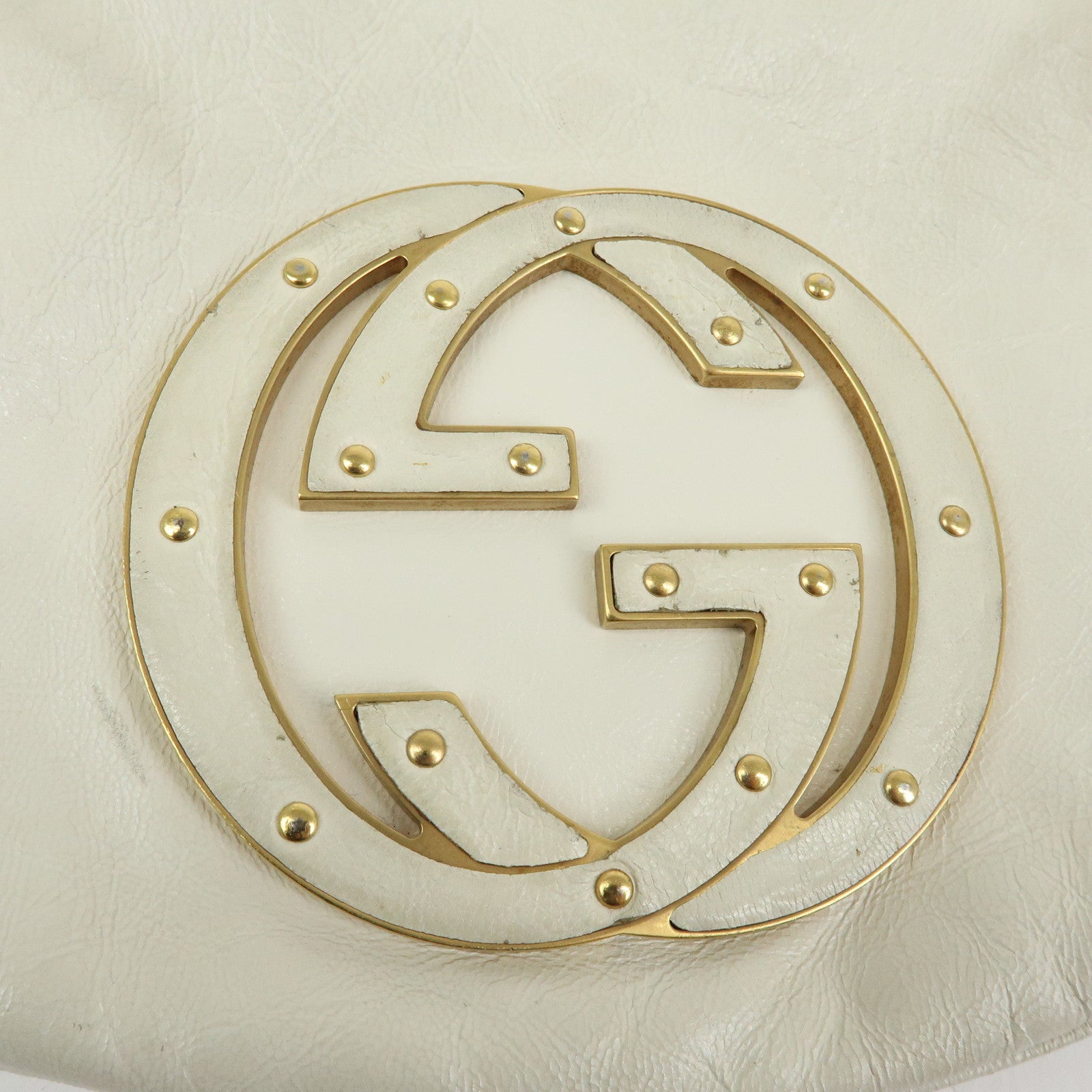GUCCI Interlocking G Leather Hand Bag Shoulder Bag Ivory 121552