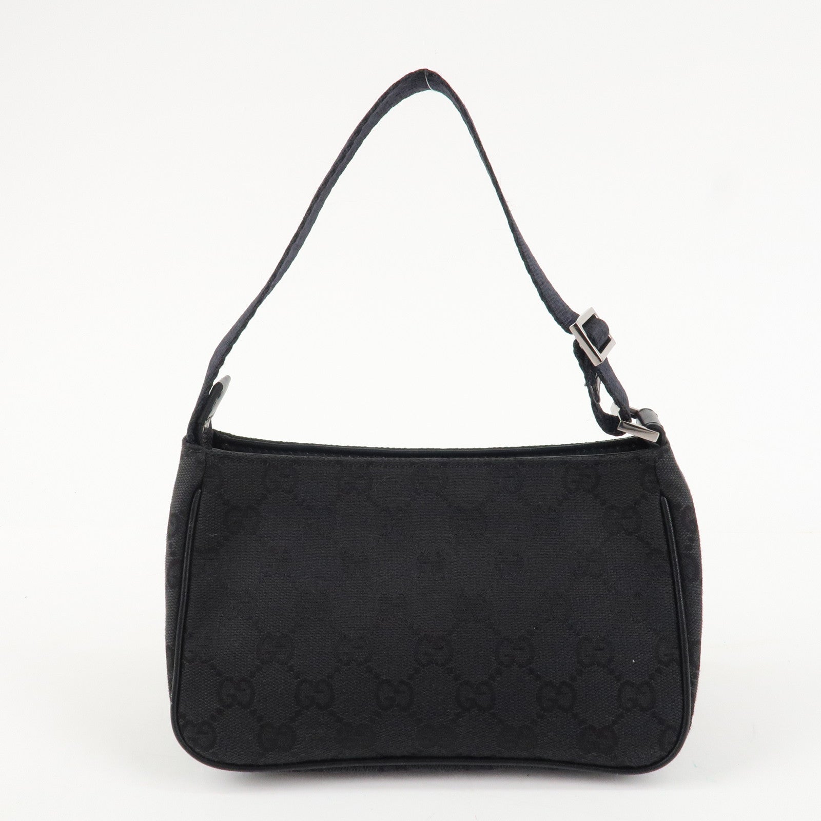 GUCCI GG Canvas Leather Mini Handbag Pouch Black 106644 Used