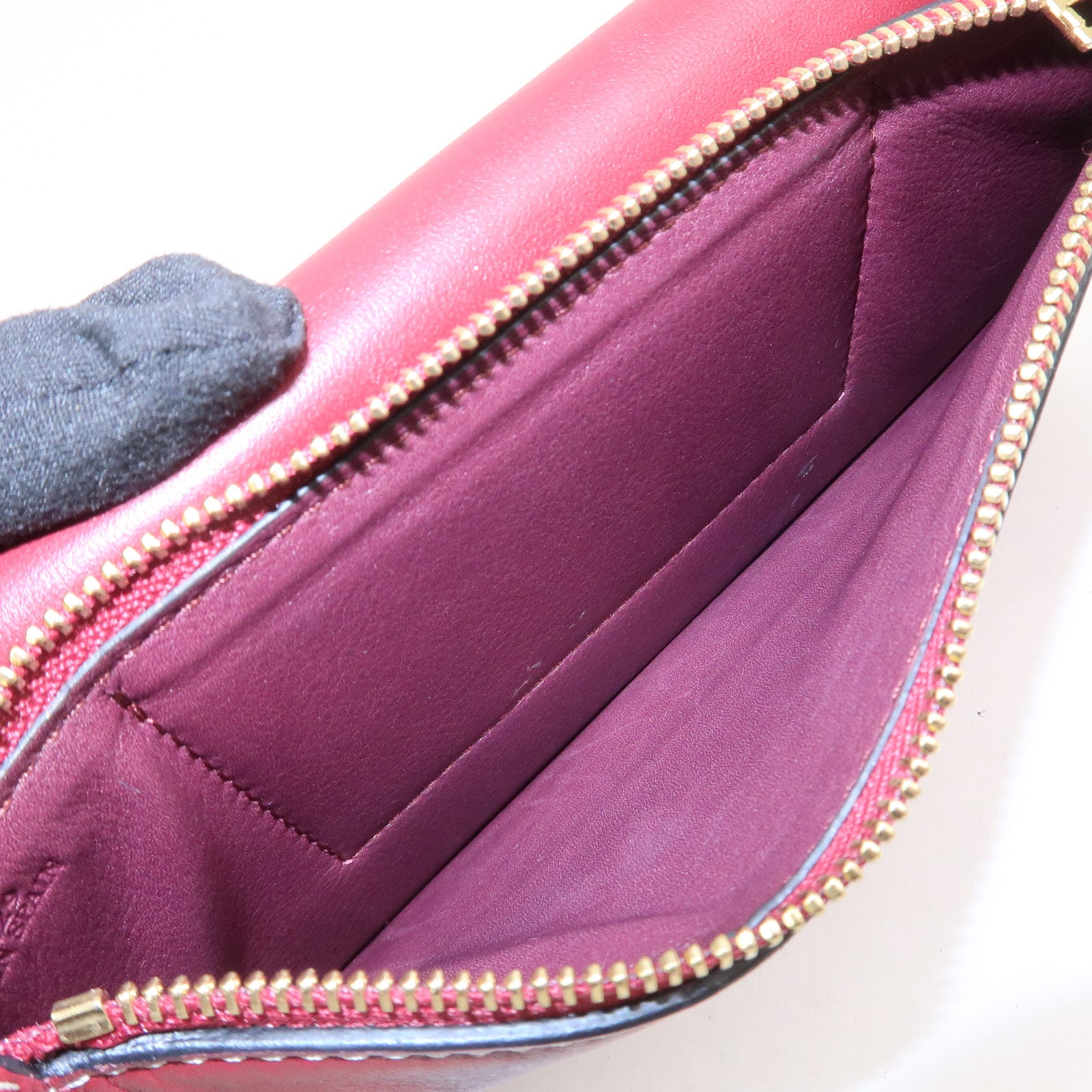 LOEWE Anagram Gate Continental Leather Long Wallet Bordeaux