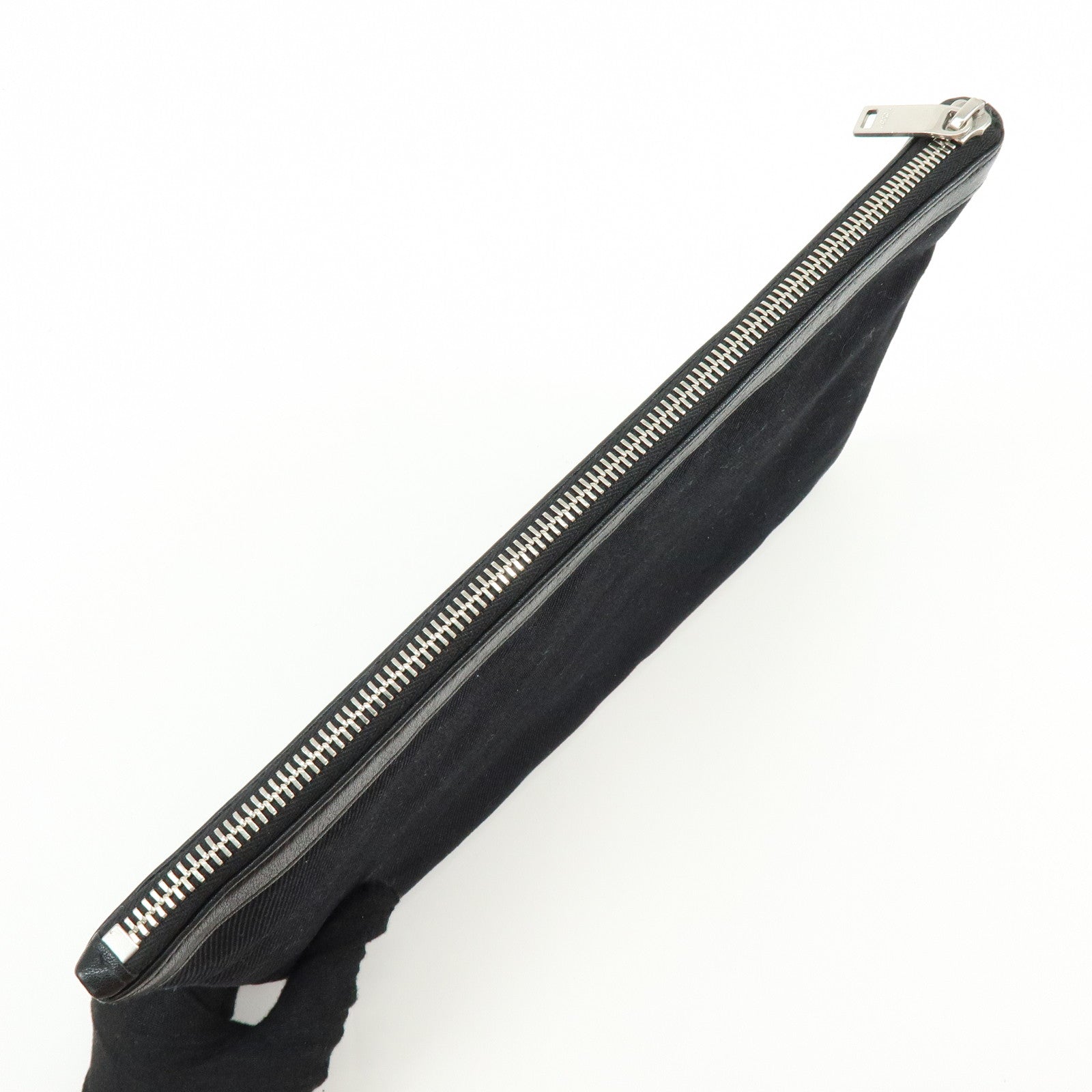 SAINT LAURENT PARIS Canvas Leather Clutch Bag Pouch Black