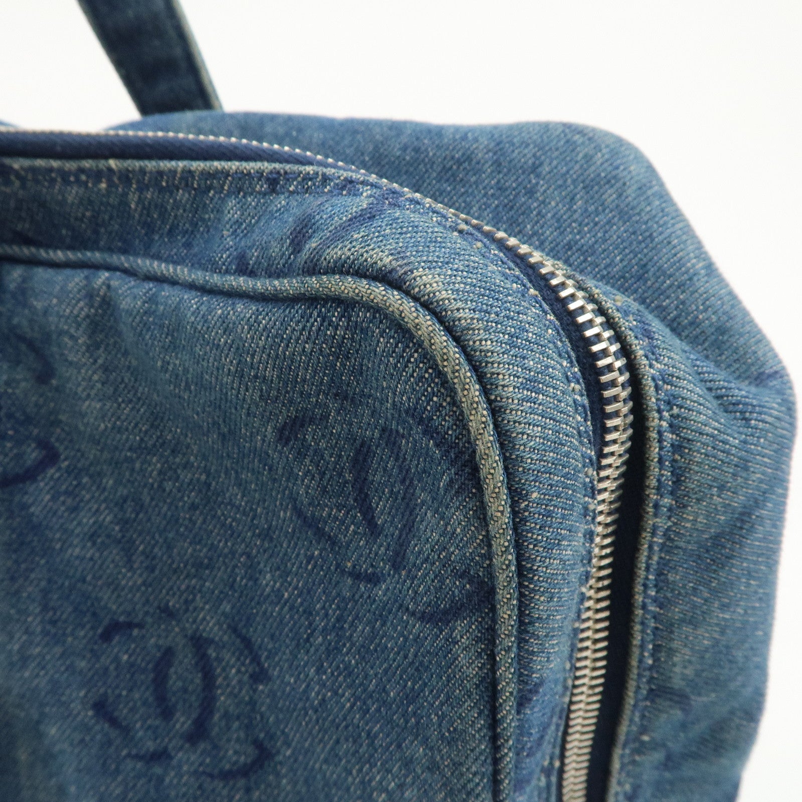 CHANEL COCO Mark Denim Boston Bag Hand Bag Travel Bag Blue