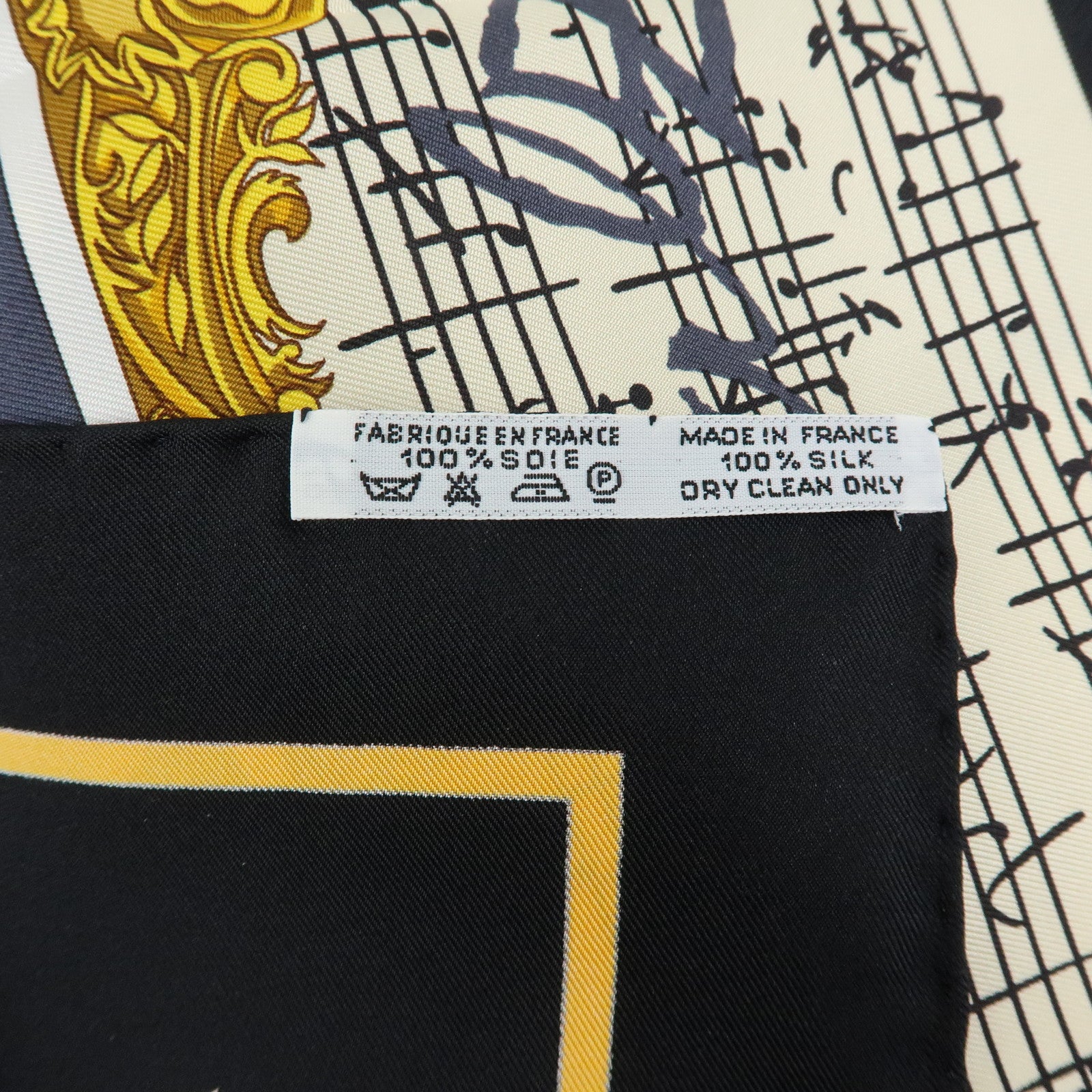 HERMES Carre 90 Silk 100% Scarf IN SALZBURG Black Gold