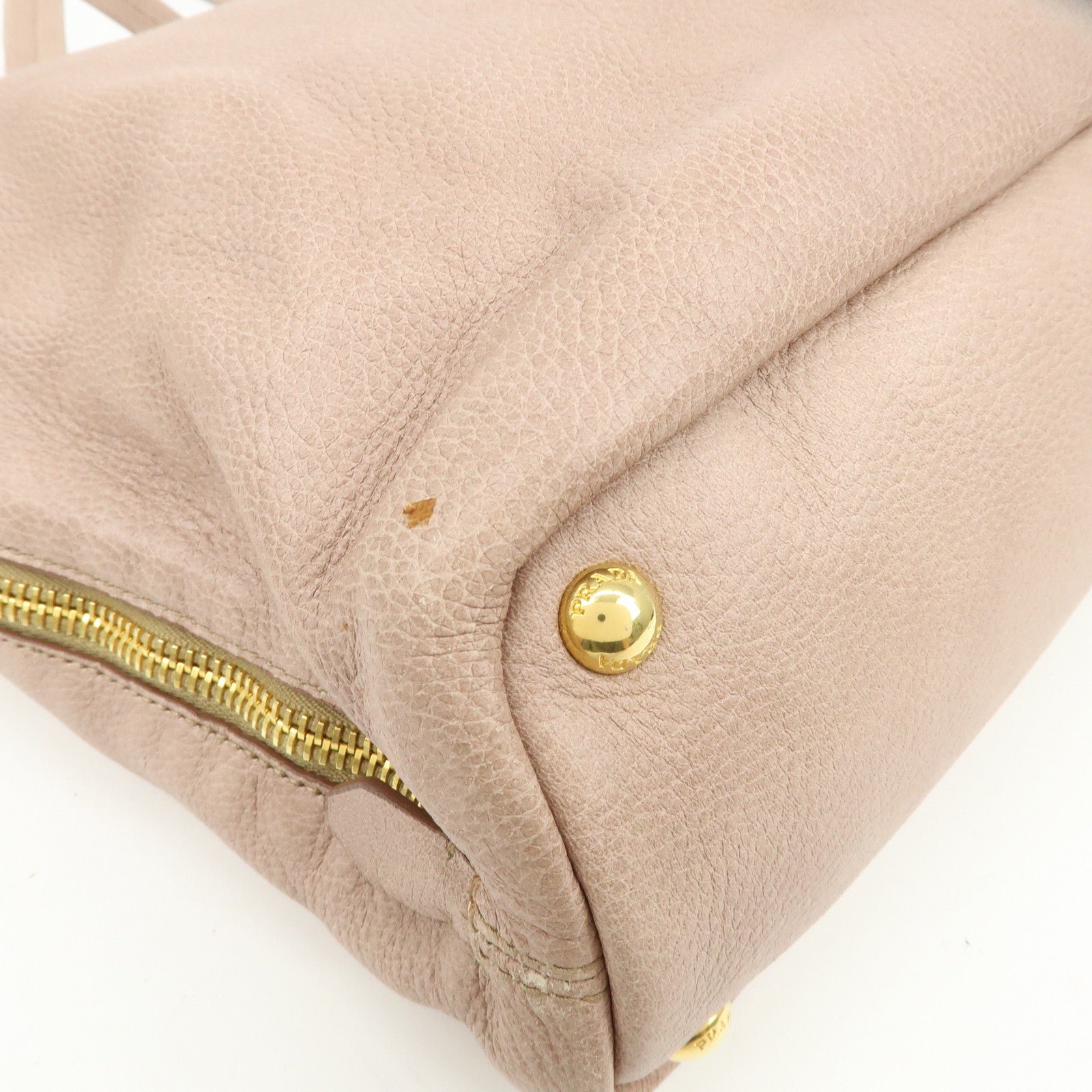 PRADA Logo Leather Tote Bag Shoulder Bag Pink