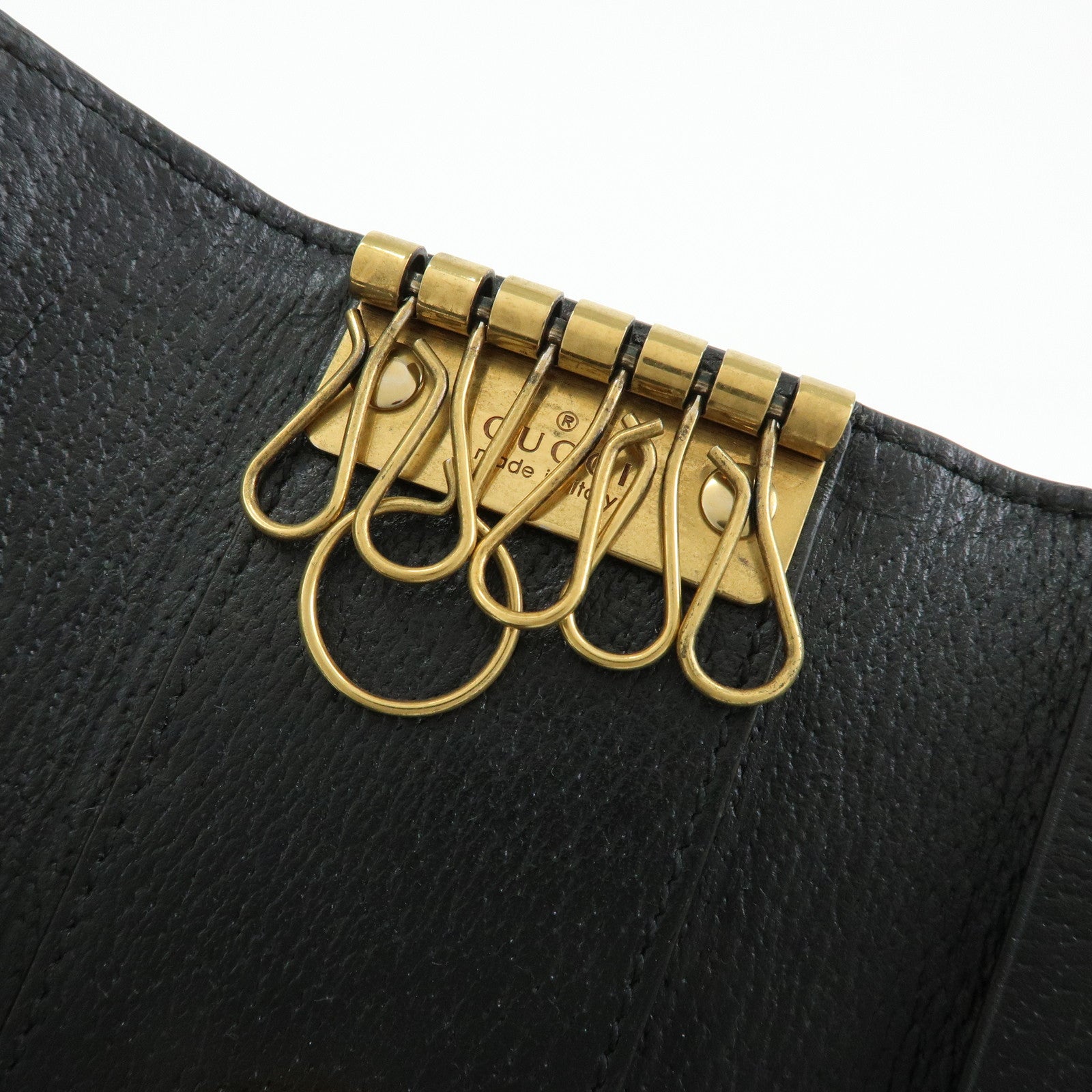 GUCCI GG Marmont Leather 6 Rings Key Case Key Holder Black 435305