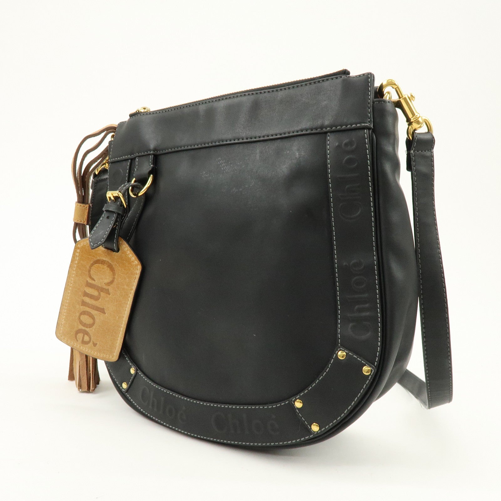 Chloe Eden Leather Tassel Shoulder Bag Crossbody Bag Black