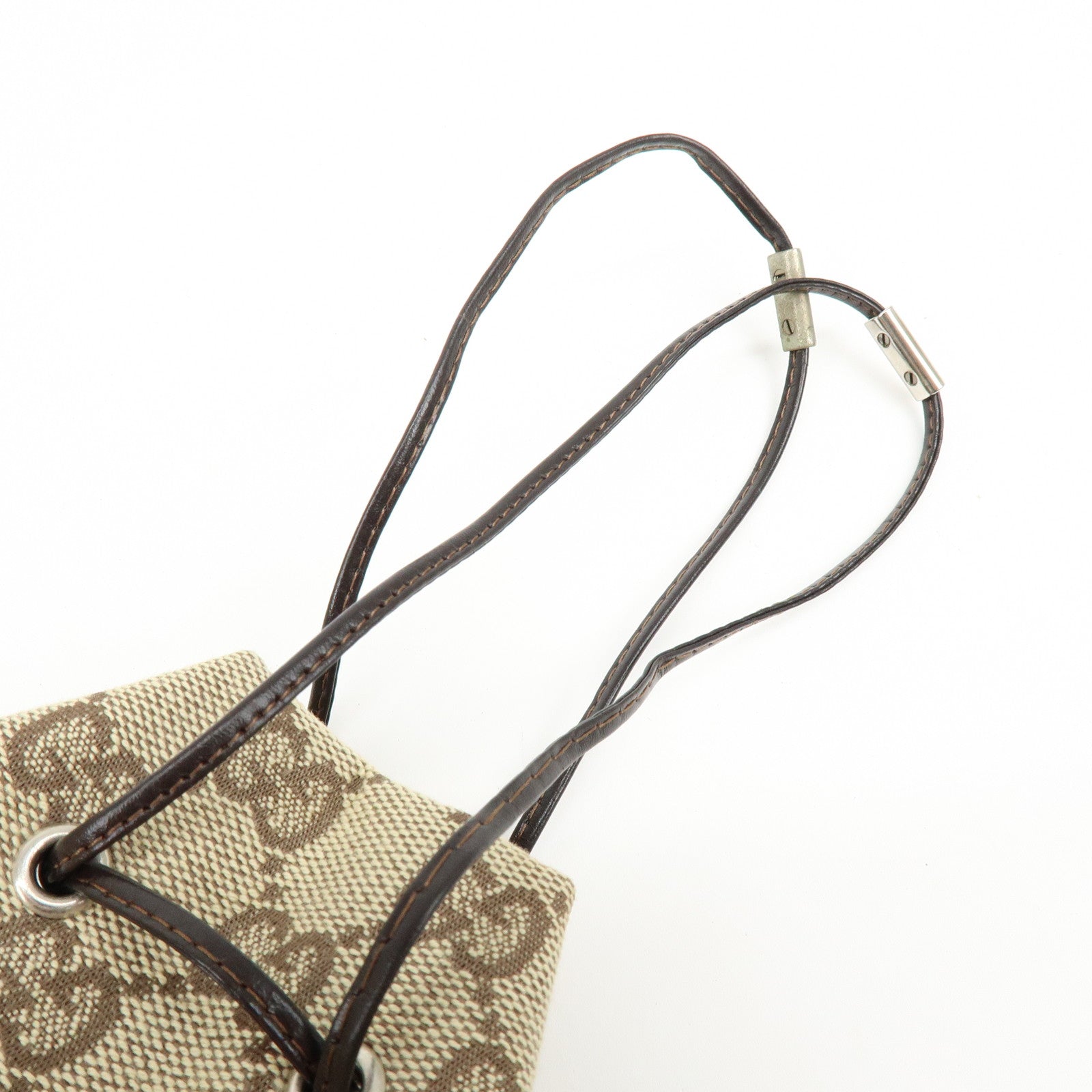 GUCCI GG Canvas Leather Hand Bag Cosmetic Pouch Beige 039・1054