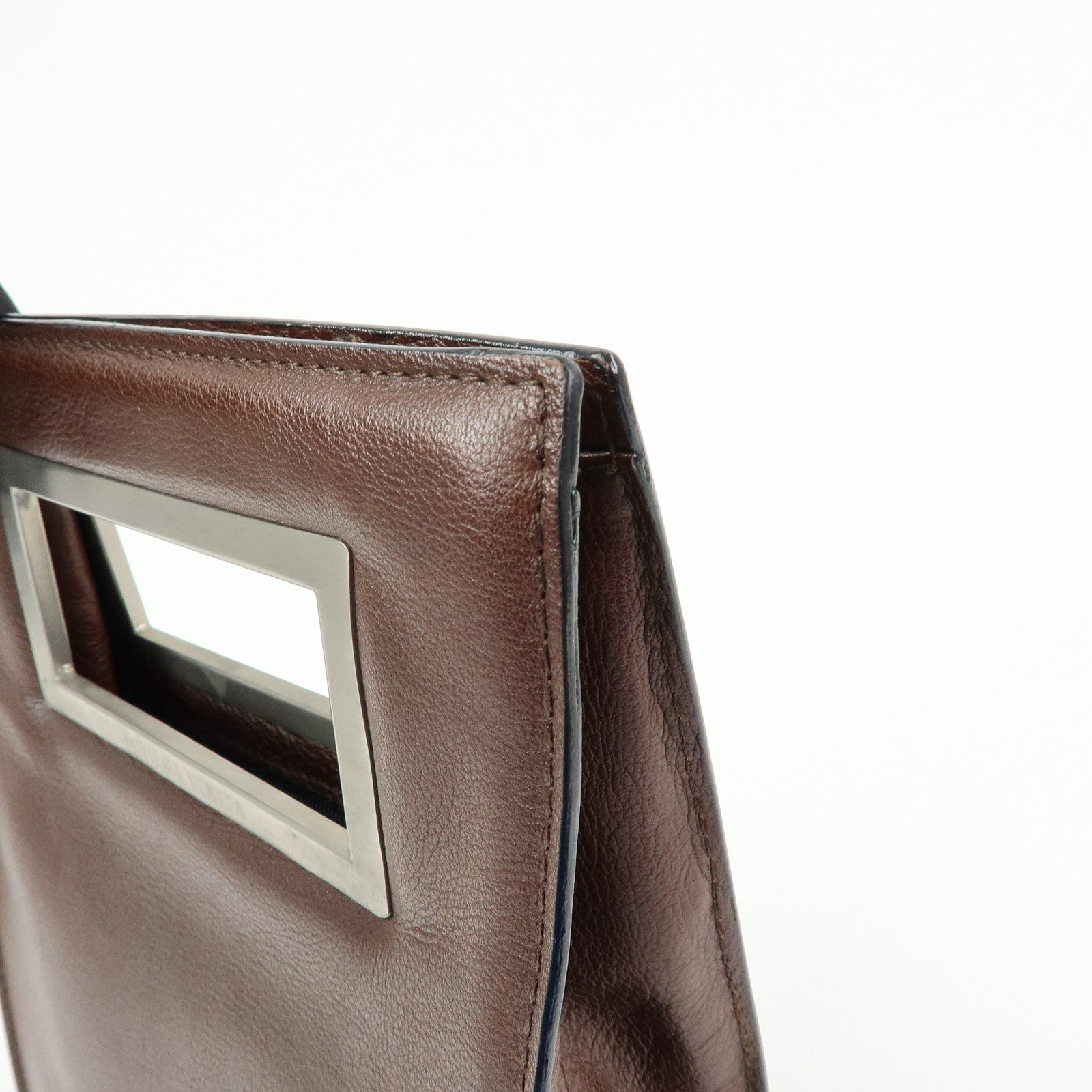 BOTTEGA VENETA Leather Square Hand Bag Brown