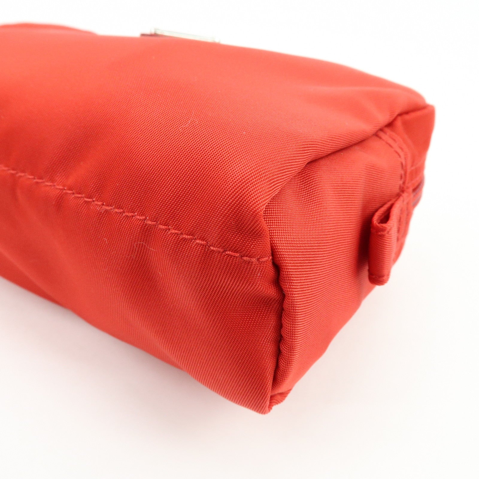 PRADA Triangle Logo Nylon Pouch Cosmetic Pouch Red