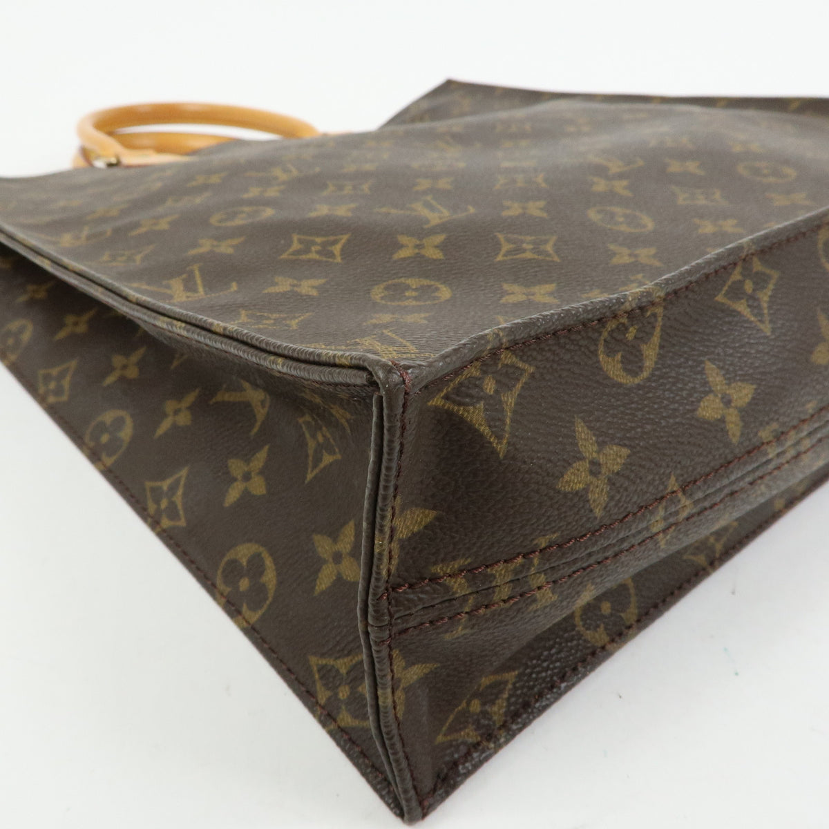Louis Vuitton Monogram Sac Plat Tote Bag Hand Bag Brown M51140