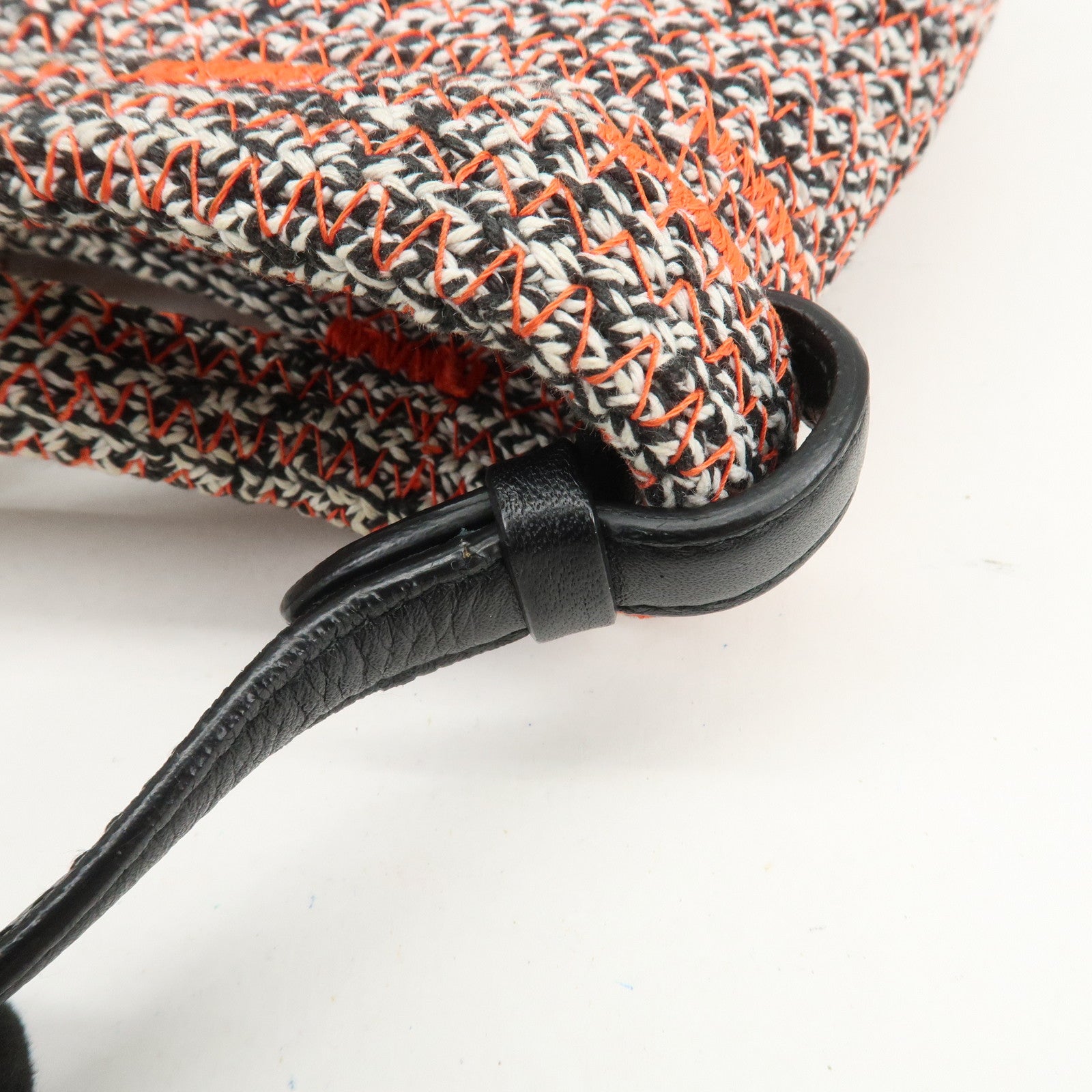 BALENCIAGA Zigzagger Canvas Leather 2Way Hand Bag Orange Black