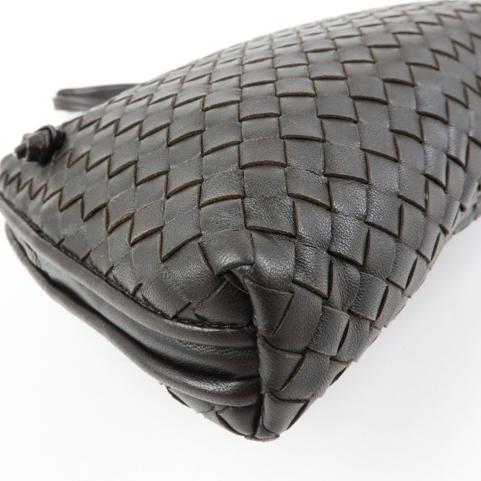 BOTTEGA VENETA Intrecciato Nodini Leather Shoulder Bag Brown 245354