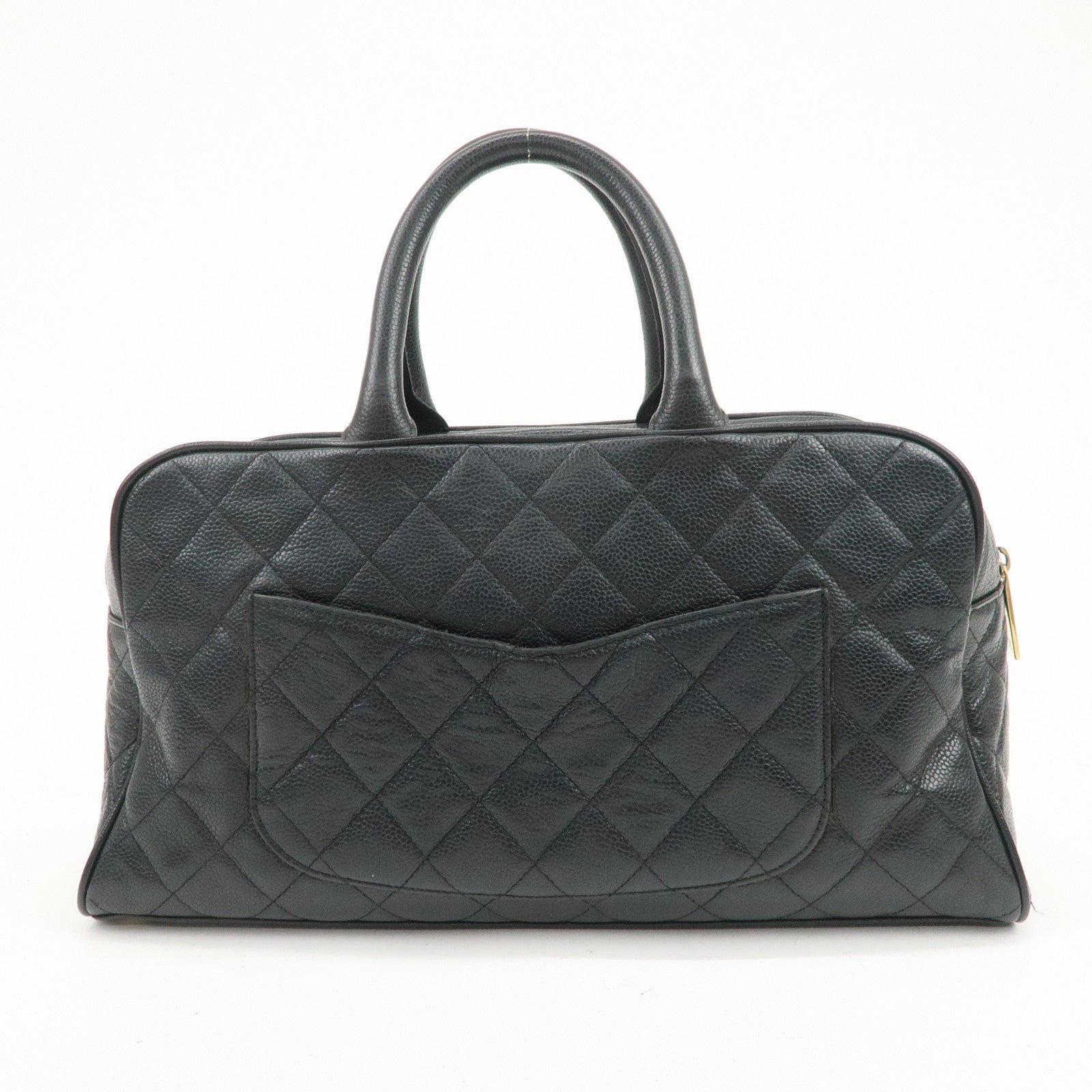 CHANEL Matelasse Caviarskin Boston Bag Hand Bag Black A20997
