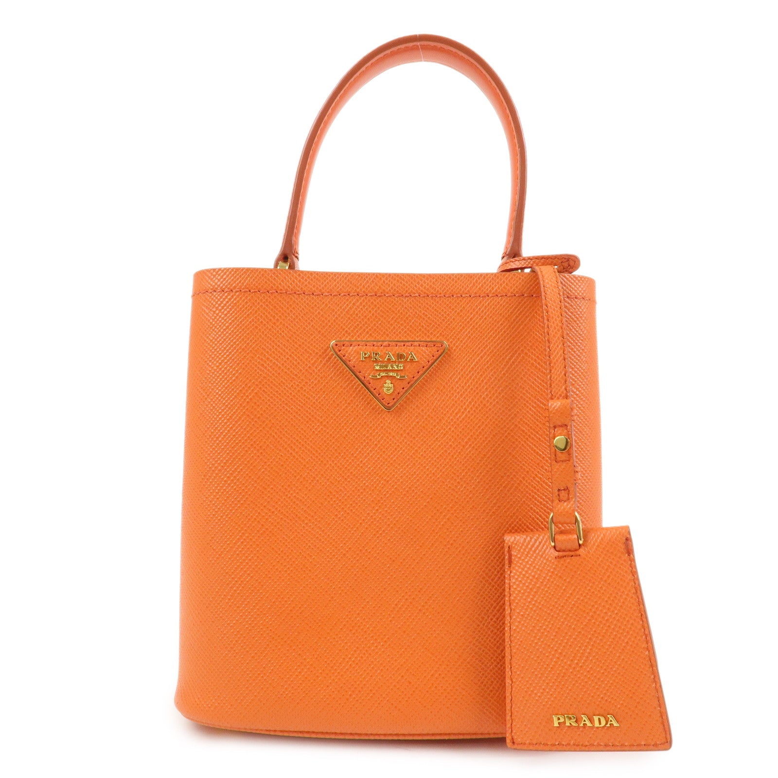 PRADA Panier 2Way Bag Hand Bag Shoulder Bag Orange 1BA217