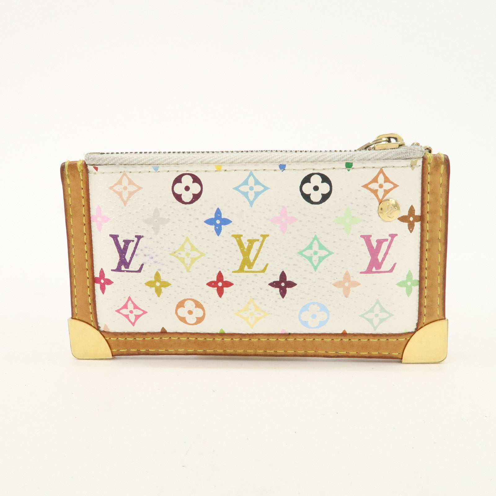 Louis Vuitton Monogram Multicolor Pochette Cles Coin Case Blanc M92655 Used
