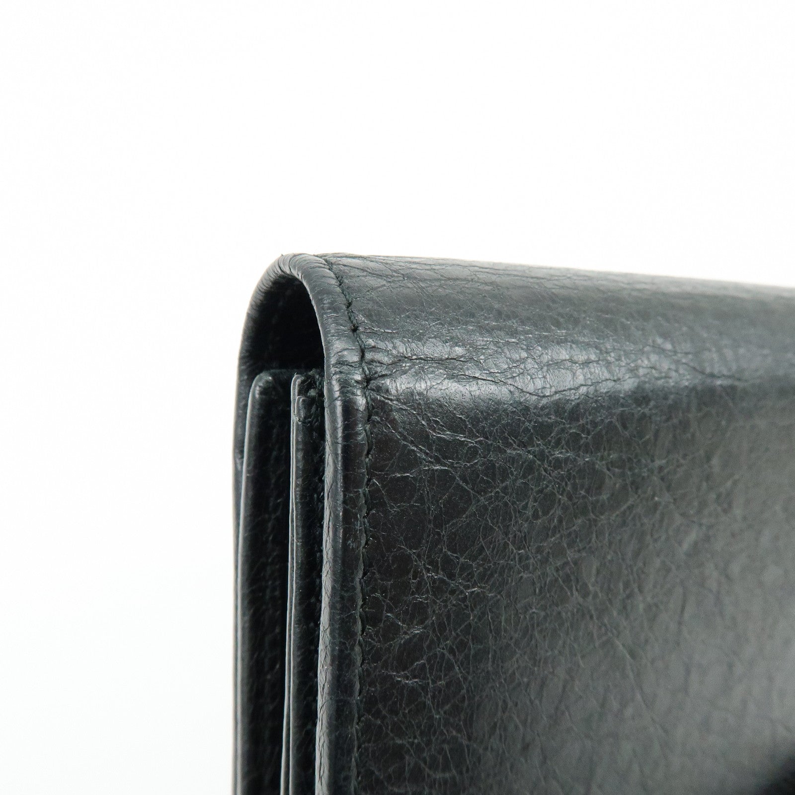 BALENCIAGA City Leather Bi-fold Long Wallet Black 253038