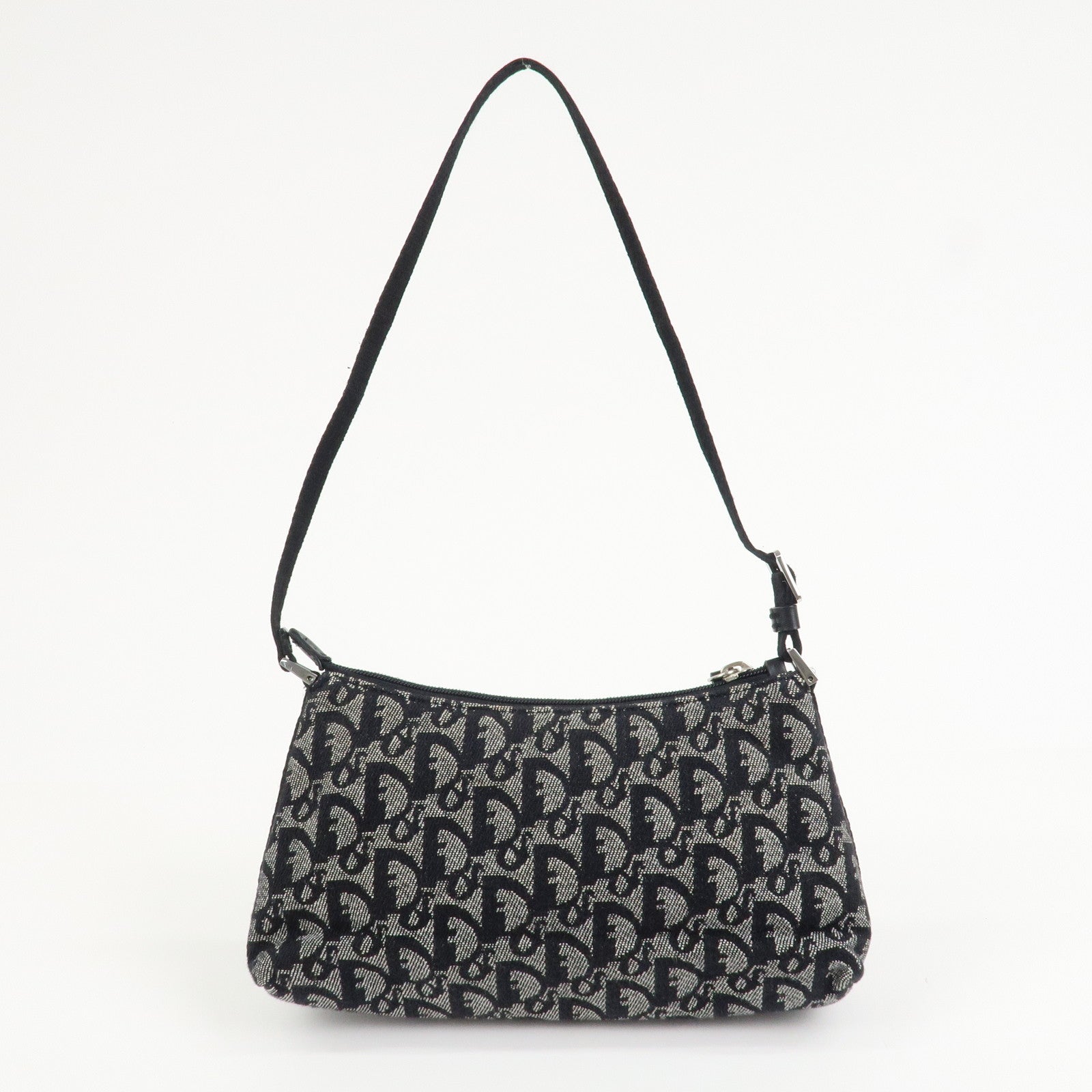 Christian Dior Trotter Canvas Accessory Pouch Hand Bag Navy