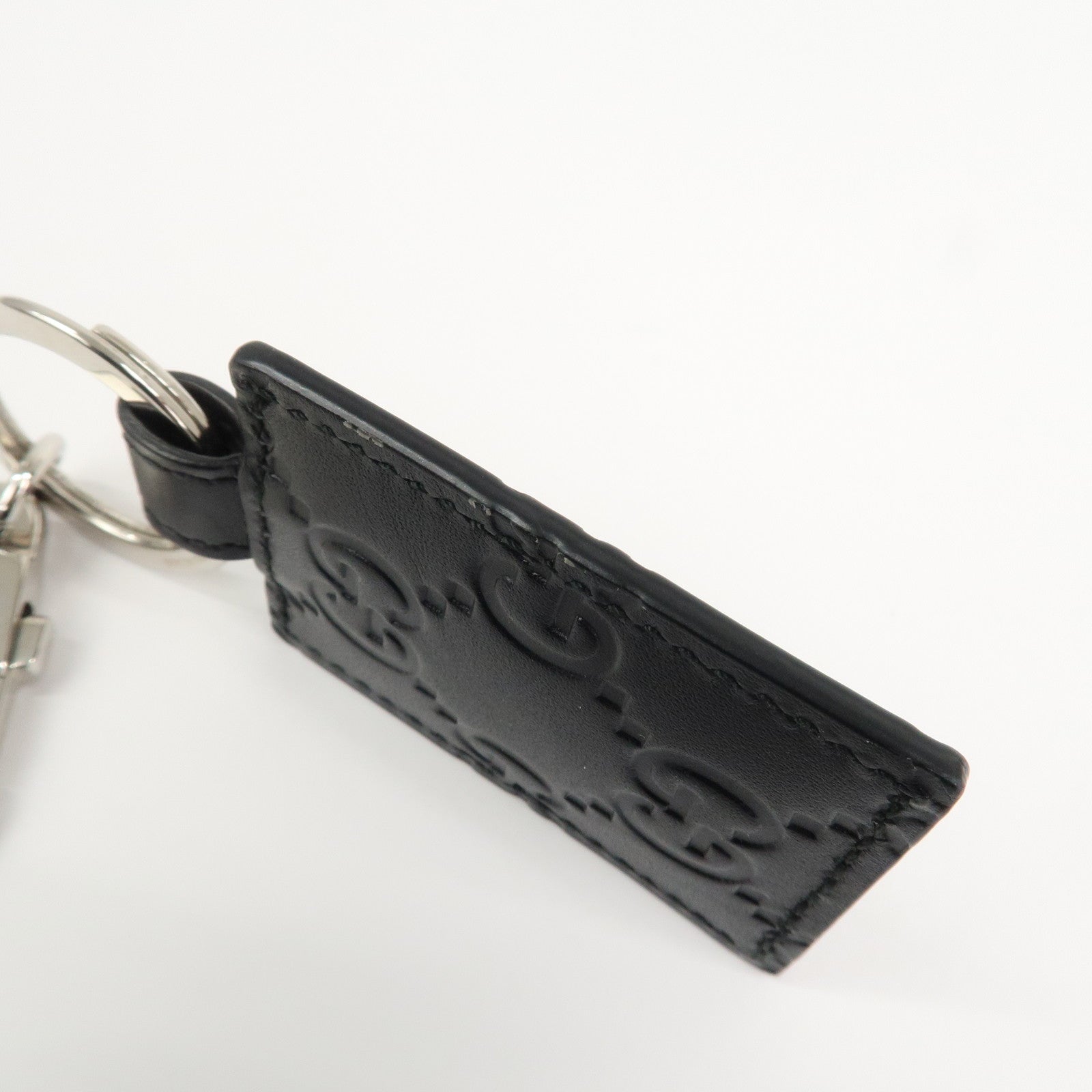 GUCCI Guccissima Dorian Leather Bag Key charm Black 479136
