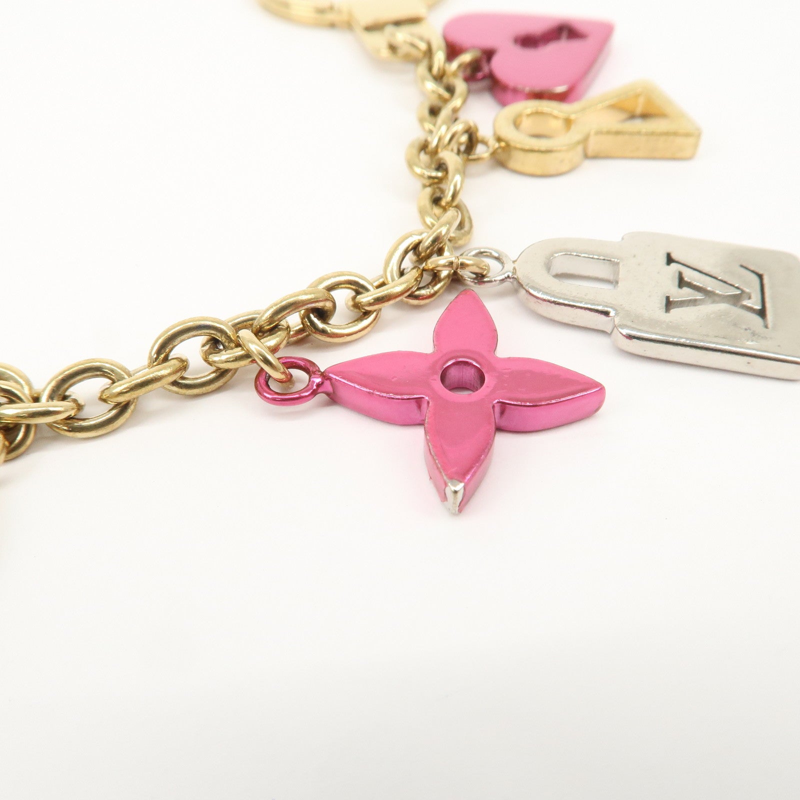 Louis Vuitton Bijou Sac Chenne Love Lock Key Charm Gold Pink M67437 Used