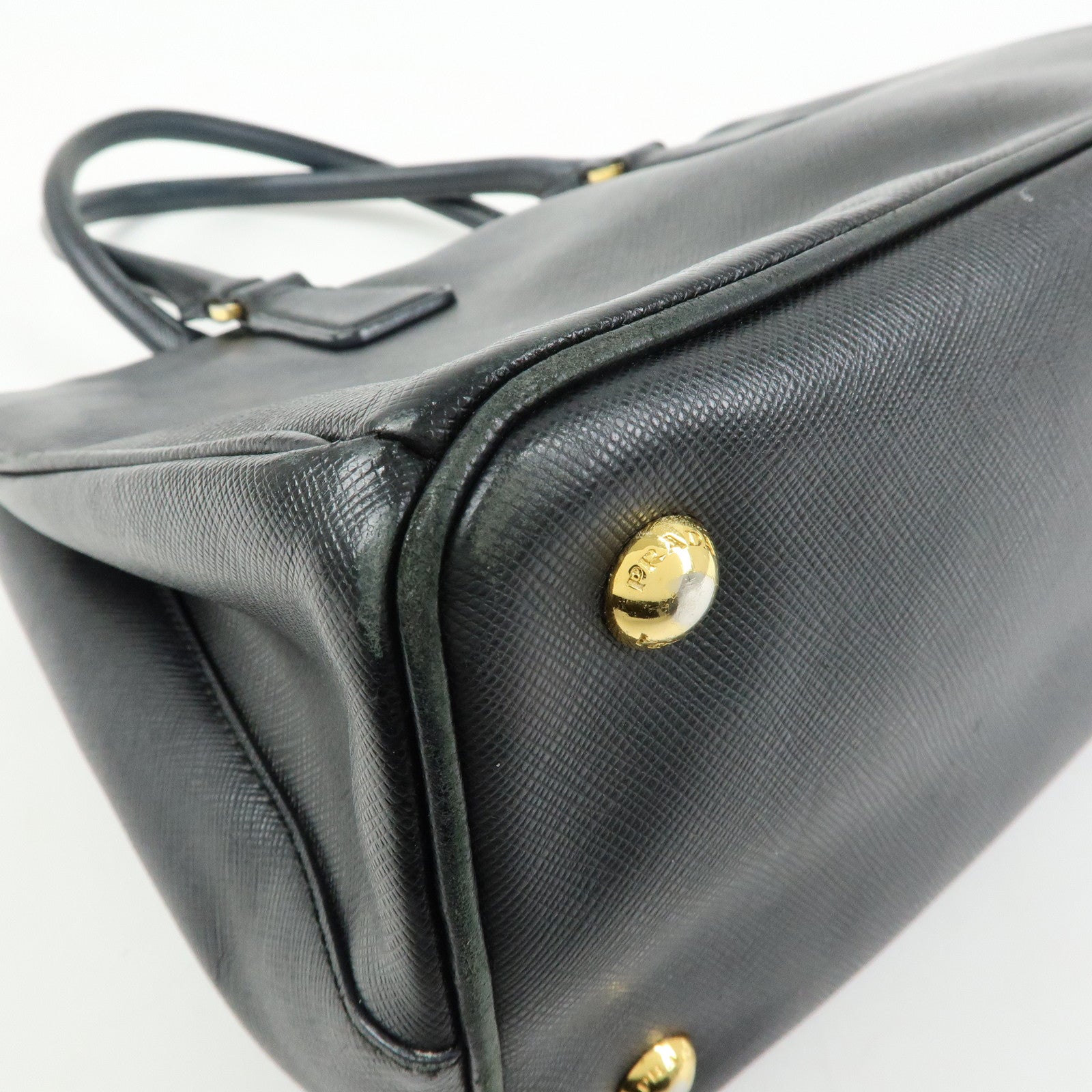 PRADA Triangle Logo Galleria Saffiano Leather 2Way Bag Black 1BA274