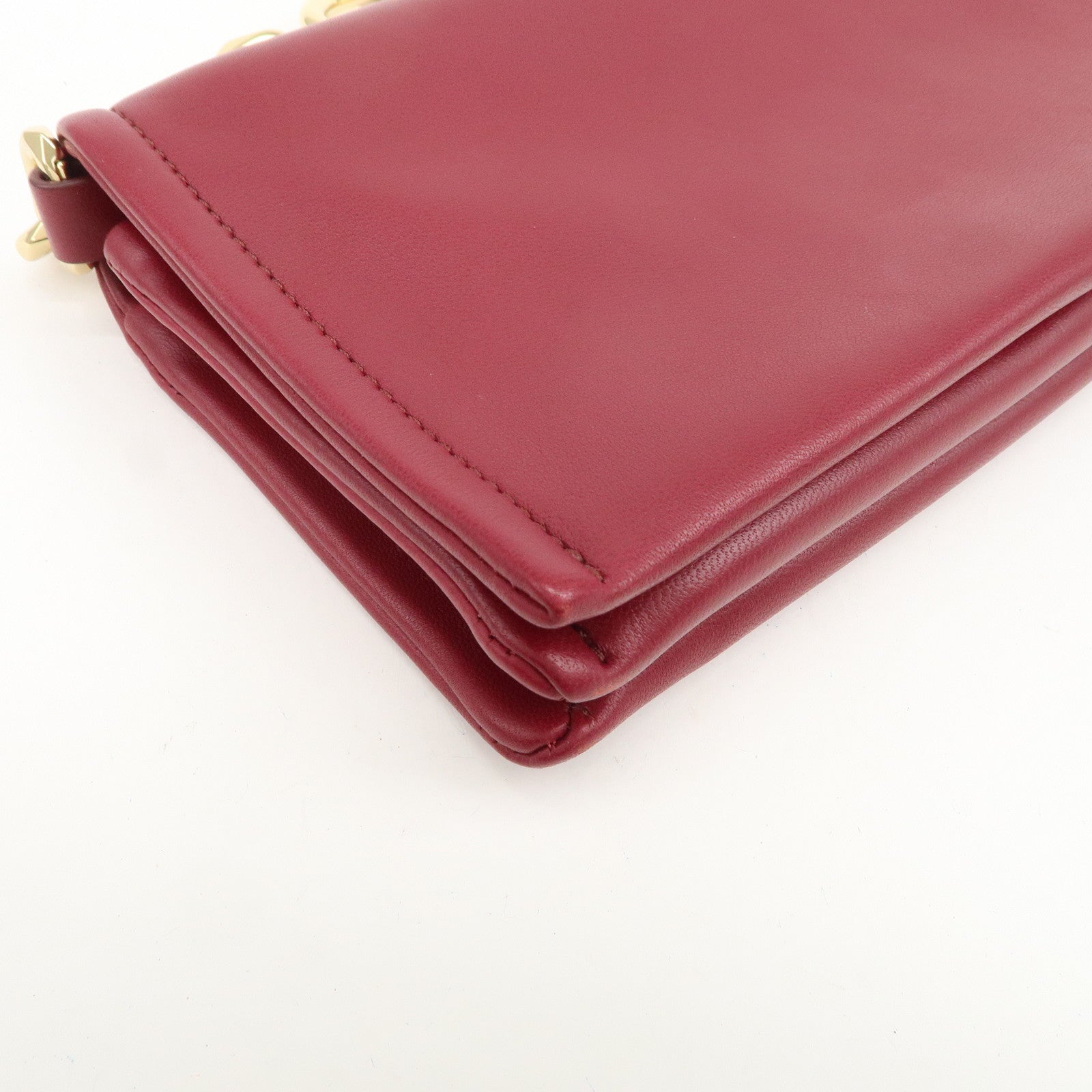 VALENTINO Leather 2Way Bag Shoulder Bag Hand Bag Wine Red