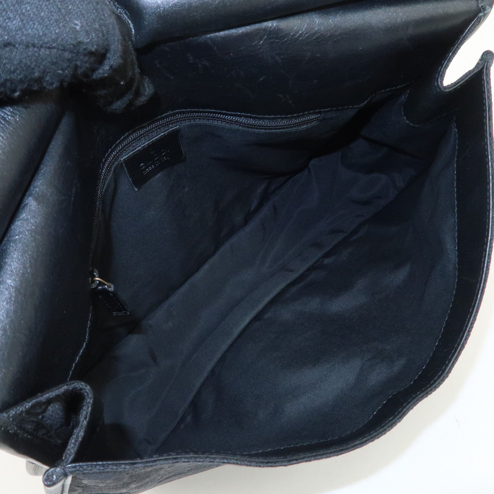 GUCCI GG Canvas Leather Shoulder Bag Hand Bag Black 90665 Used