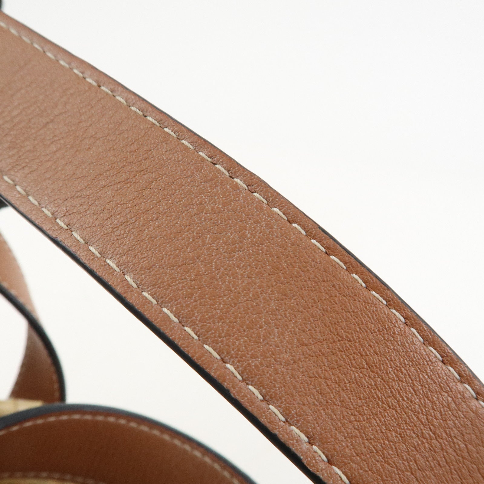 LOEWE Anagram Raffia Calf Leather Hand Bag Tote Bag Natural Tan