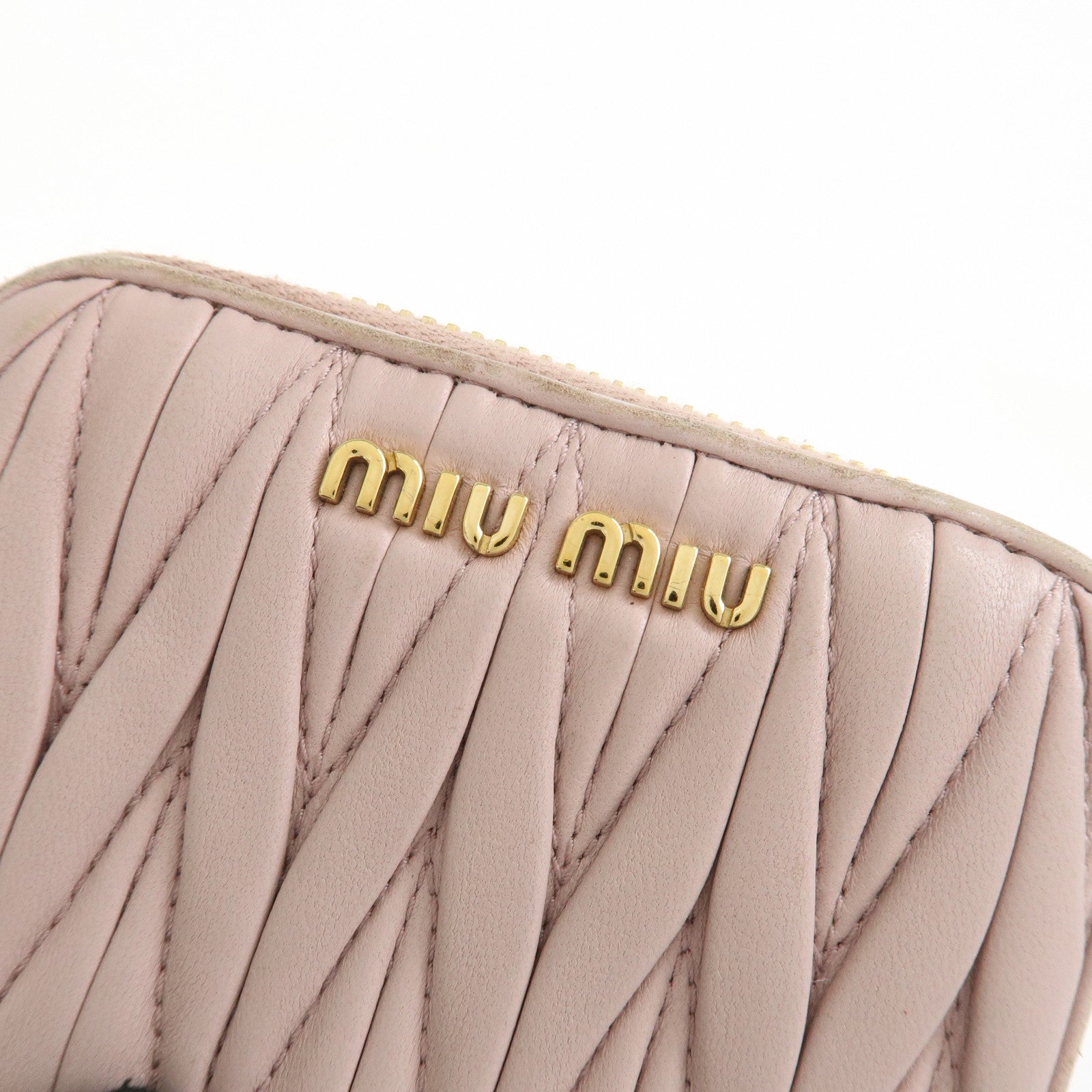MIU MIU Matelasse Set of 3 Wallet Key Case Pink Beige Green