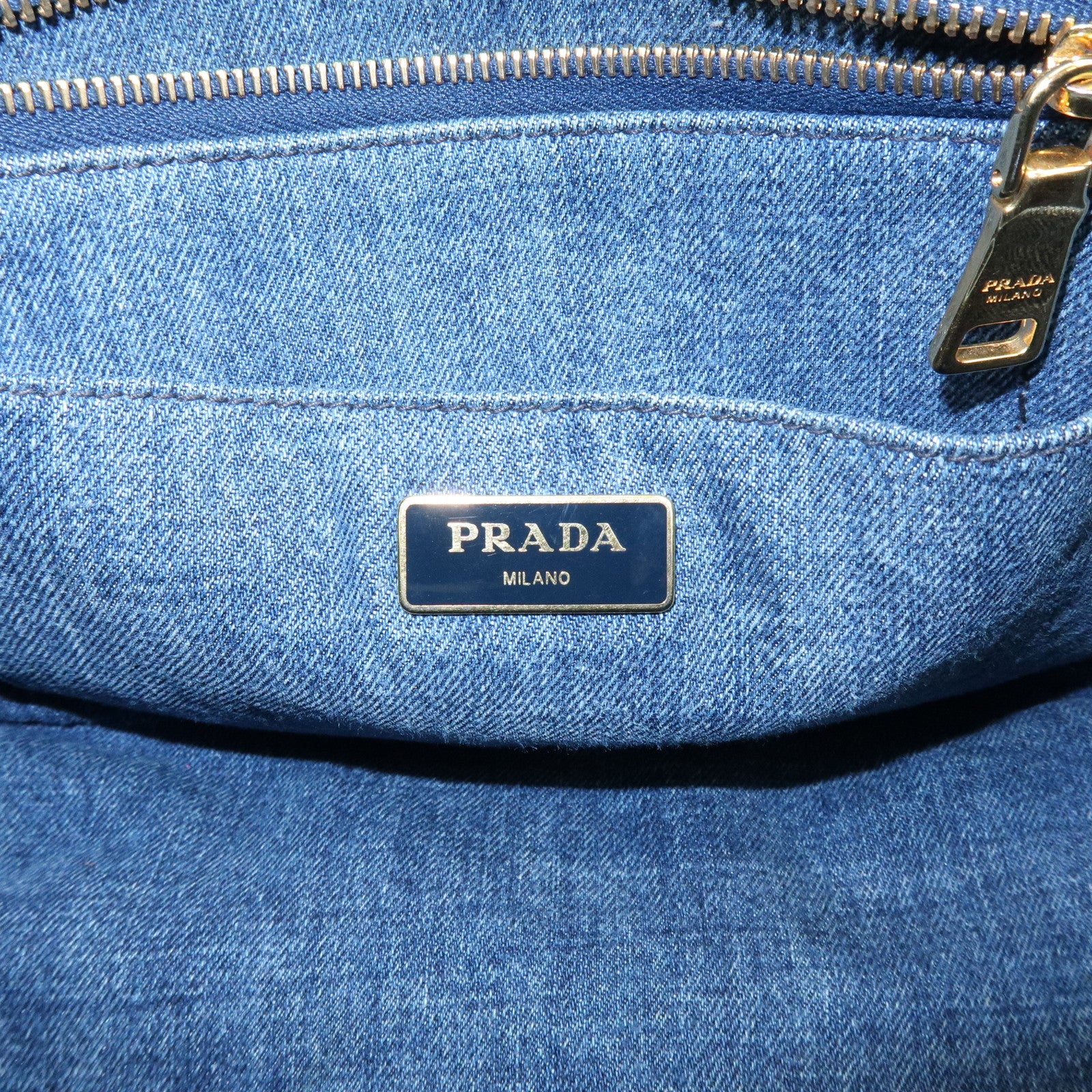 PRADA Triangle Logo Canapa Mini Canvas Denim 2Way Hand Bag 1BG439