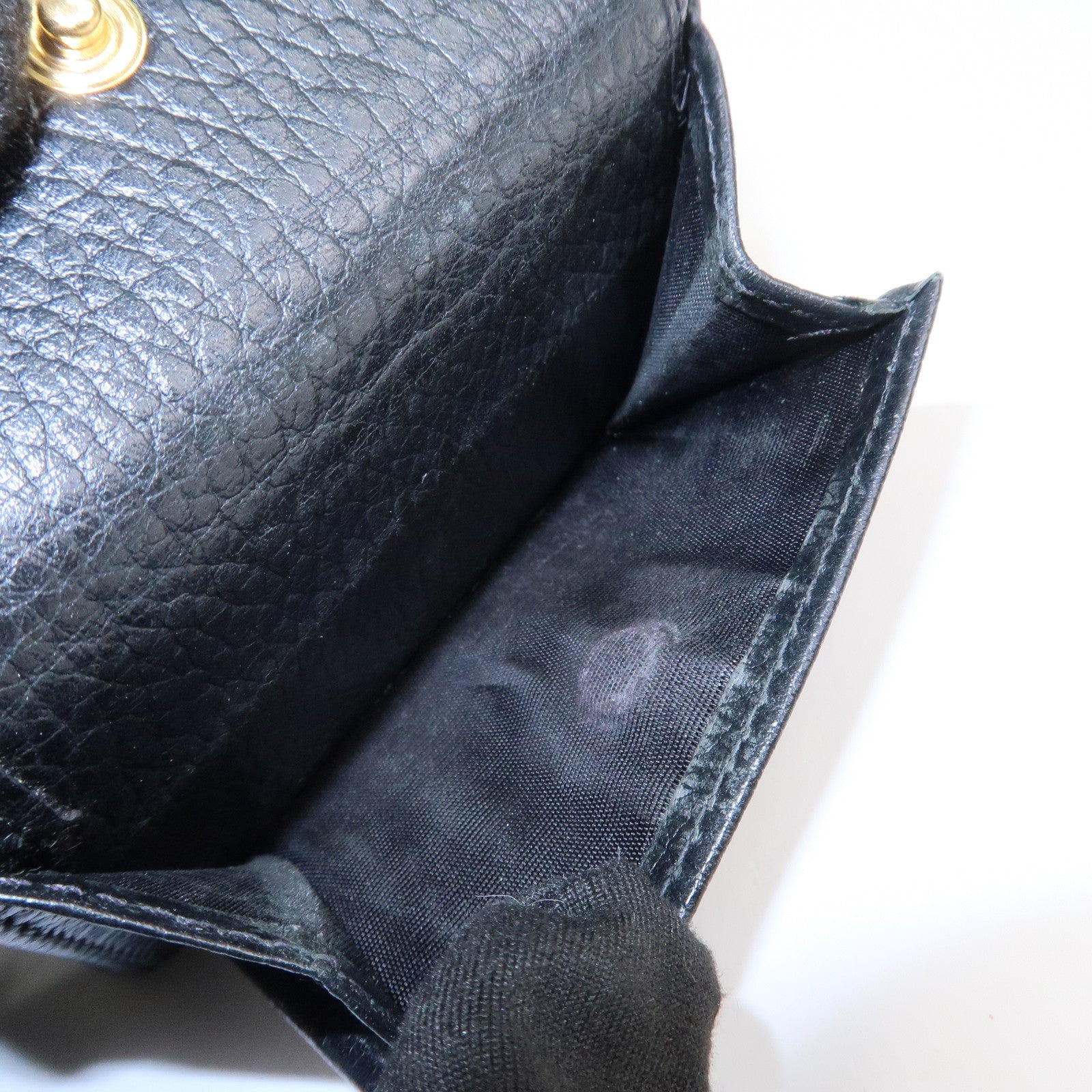 GUCCI GG Marmont Leather Tri-fold Compact Wallet Black 523277