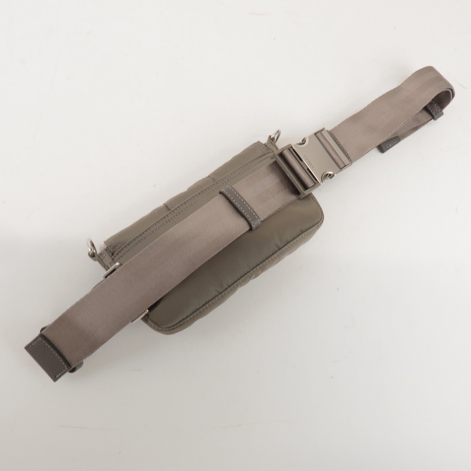 FENDI × PORTER Nylon Leather Baguette Mini 2WAY Bag Grey 7AS138