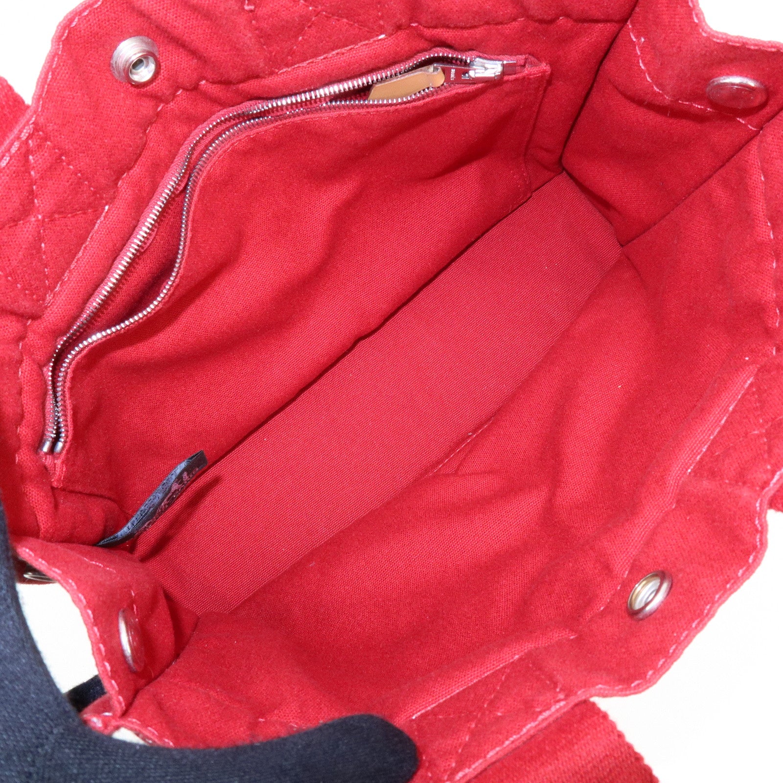 HERMES Deauville PM Canvas Hand Bag Tote Bag Red