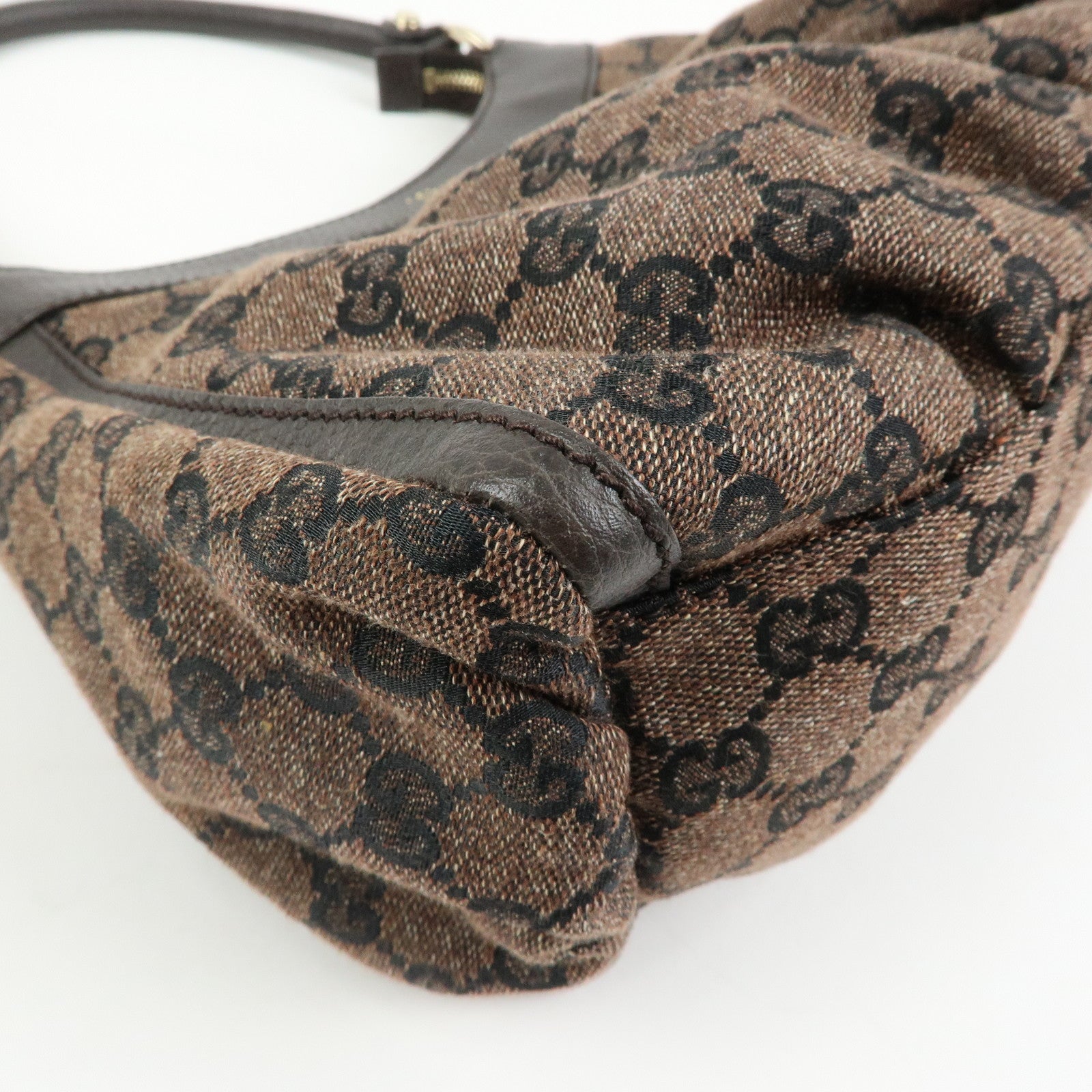 GUCCI Abbey GG Canvas Leather Shoulder Bag Hand Bag Brown 265692