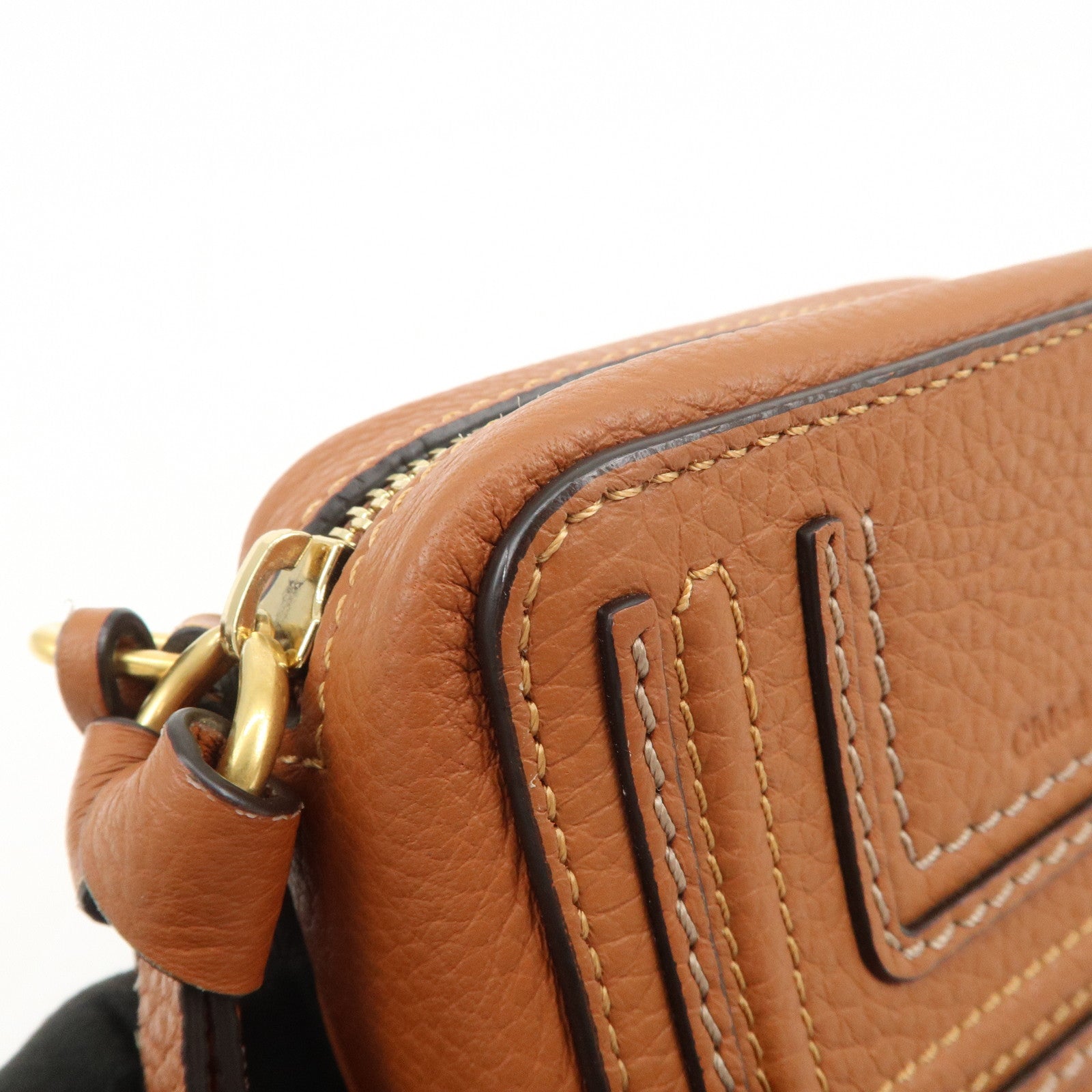 Chloe Marcie Logo Leather Shoulder bag Crossbody Bag Brown