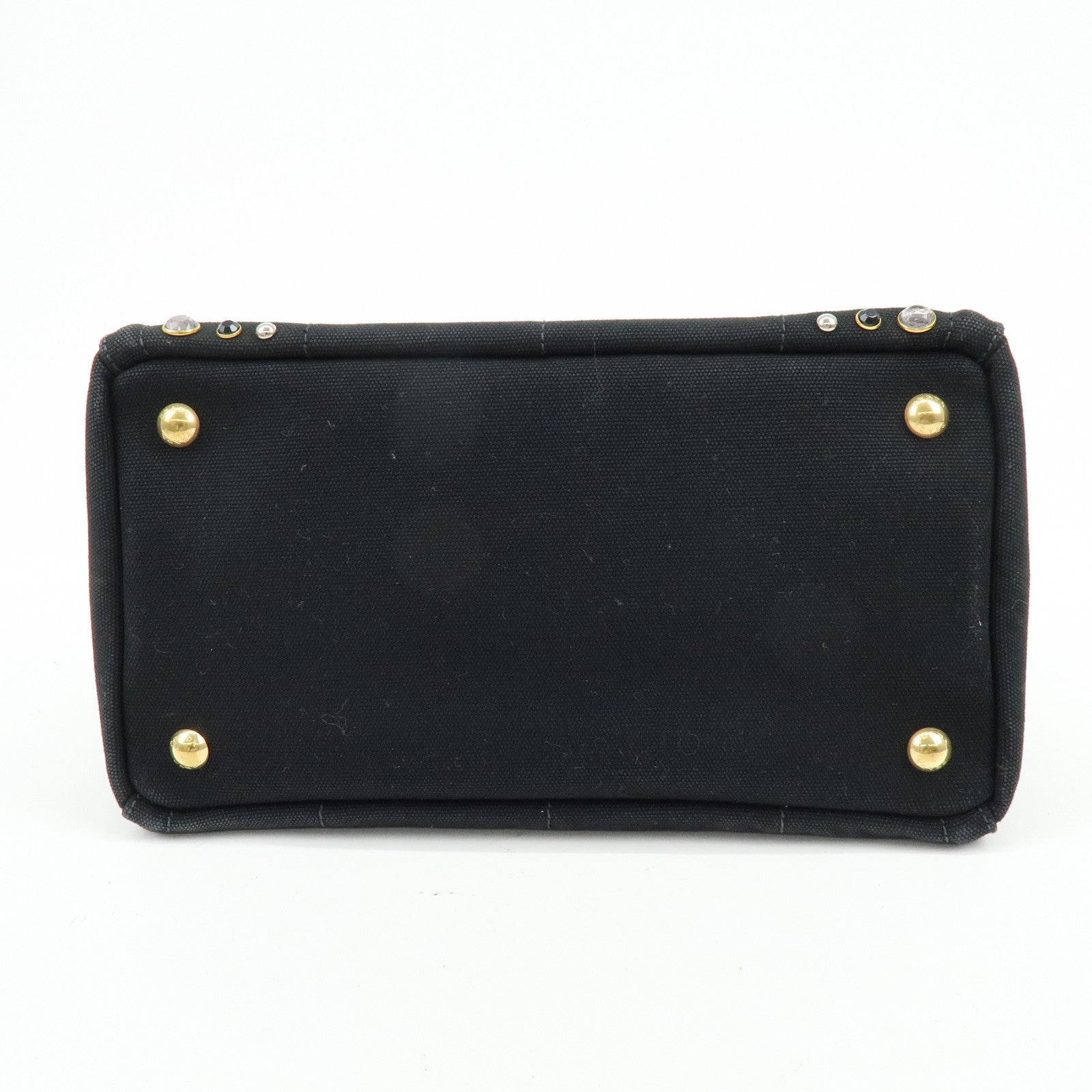 PRADA Triangle Logo Canapa Mini Canvas Bijoux 2Way Bag Black1BG439