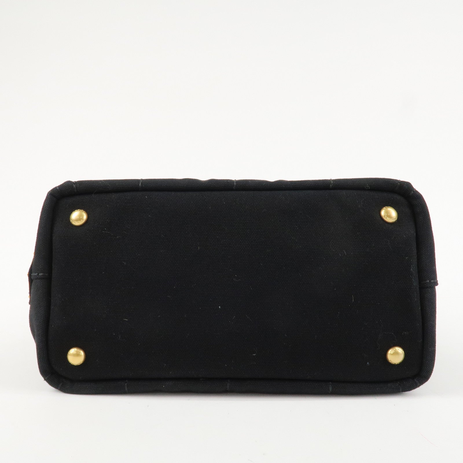 PRADA Logo Canapa Mini Canvas 2Way Bag Hand Tote Bag B2439G Black Used