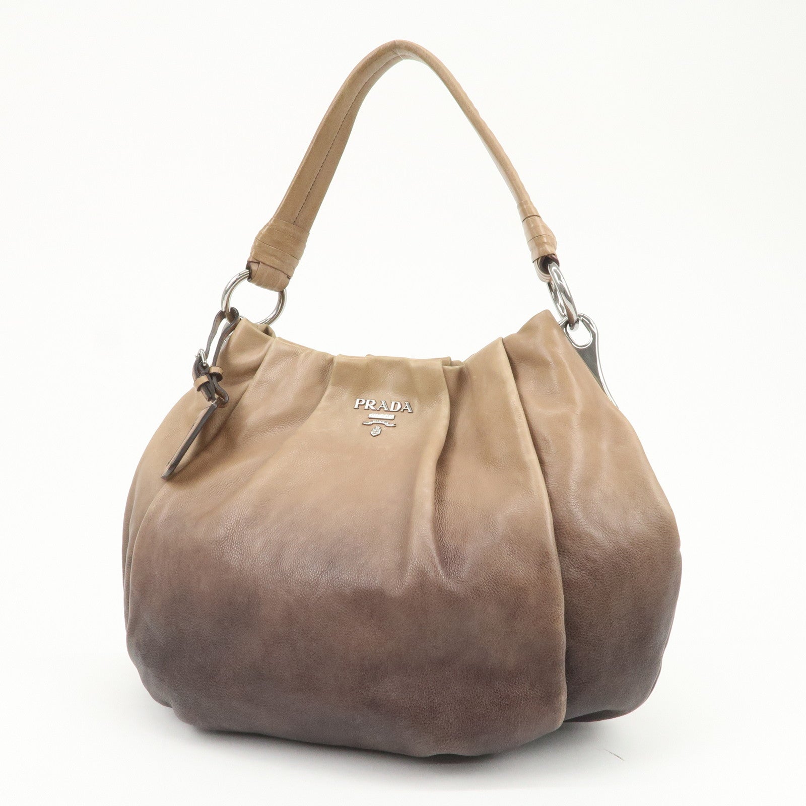 PRADA Leather Gradation Shoulder Bag Brown BR4070