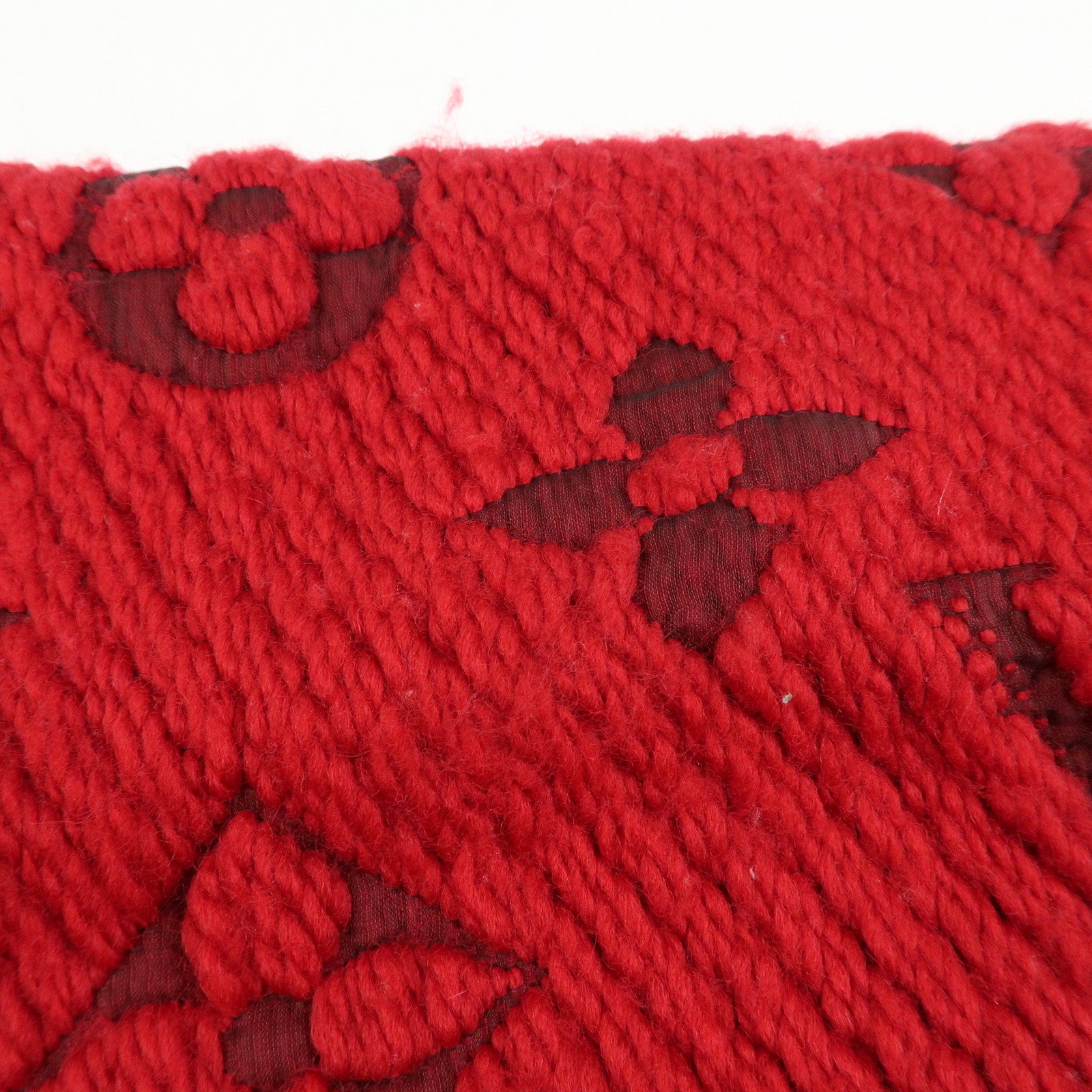 Louis Vuitton Echarpe Logo Mania Wool Silk Scarf Shawl Ruby M72432
