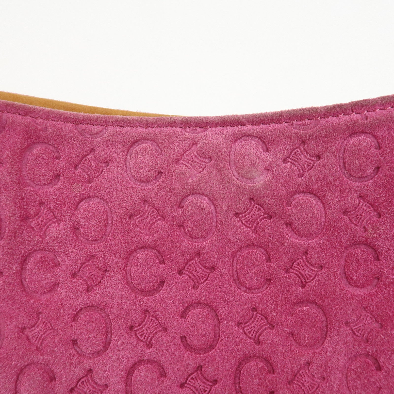 CELINE C Macadam Suede Leather Shoulder Bag Pink Light Brown