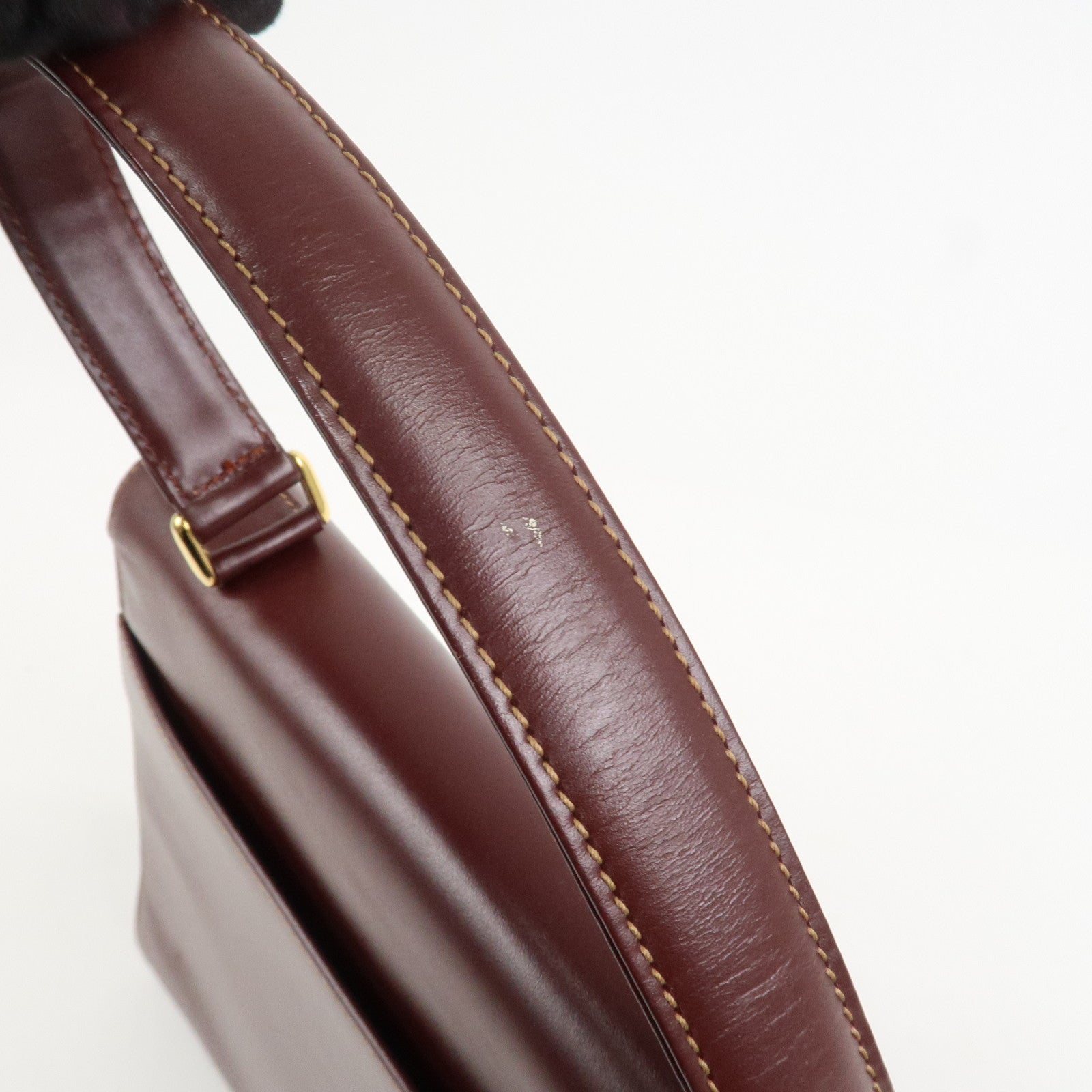 Cartier Must Line Leather Hand Bag Bordeaux Gold HDW