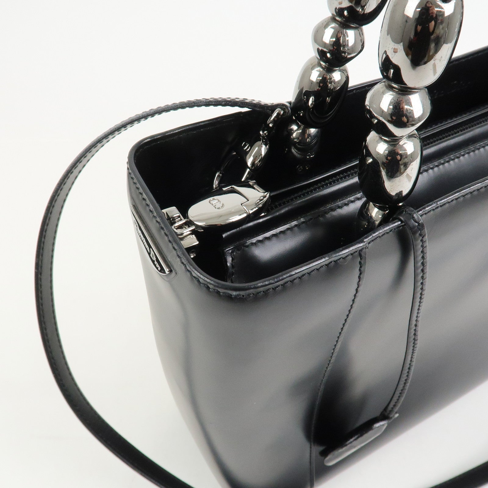 Christian Dior Maris Pearl Leather 2 Way Bag Hand Bag Shoulder Bag