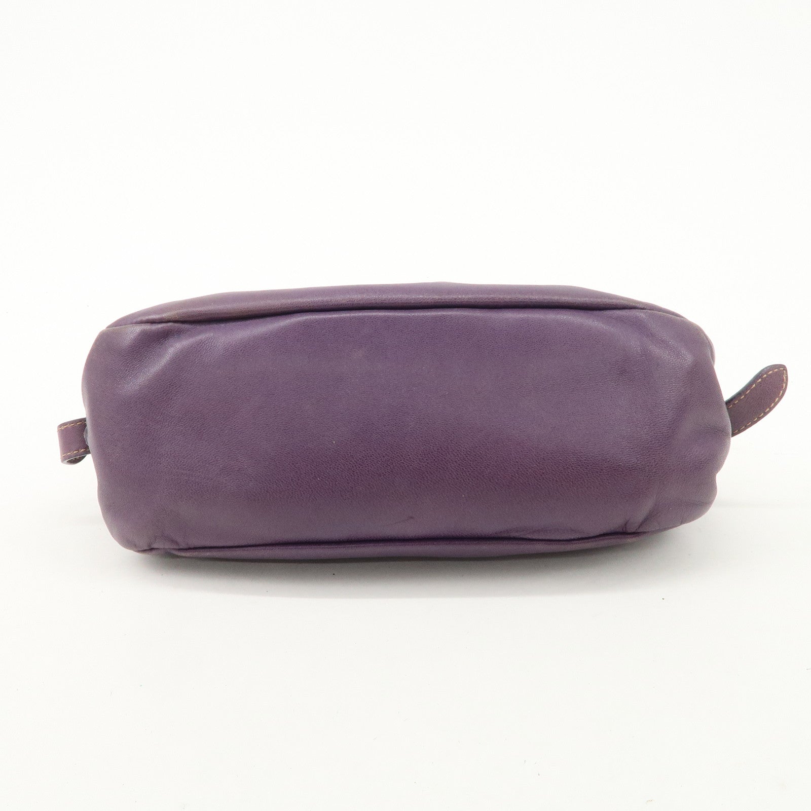 PRADA Ribbon Leather Shoulder Bag Hand Bag Purple Used