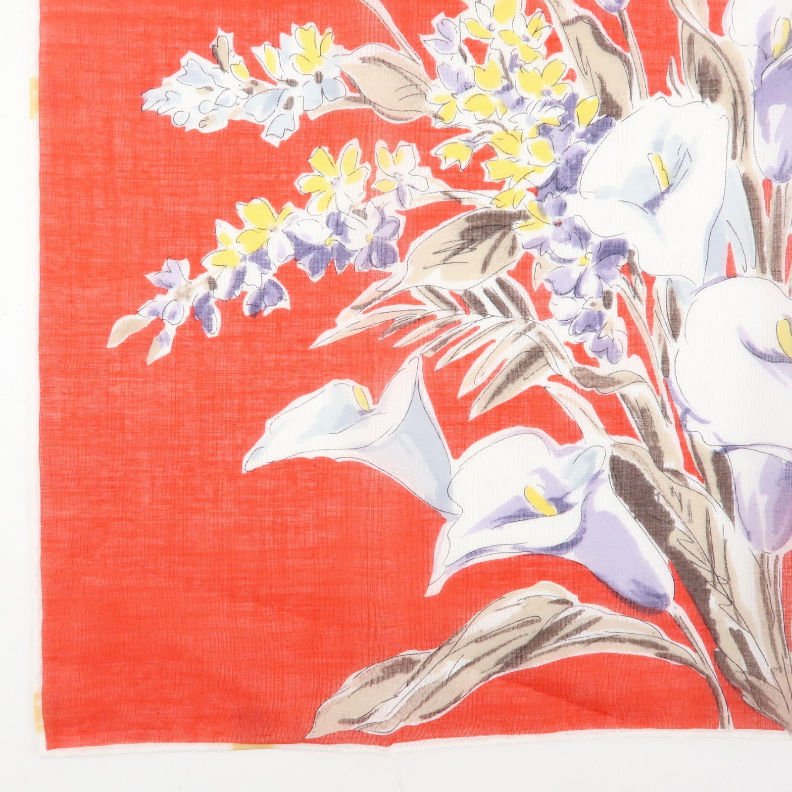 Christian Dior Set of 2 Cotton 100% Scarf Flower Print Red